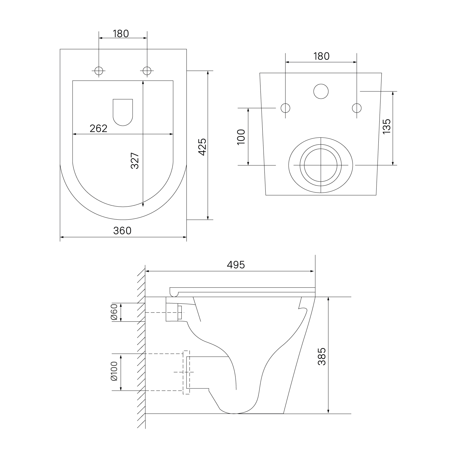 Купить Унитаз IDDIS Axes подвесной безободковый  воронка-водоворот AXERDSEi25