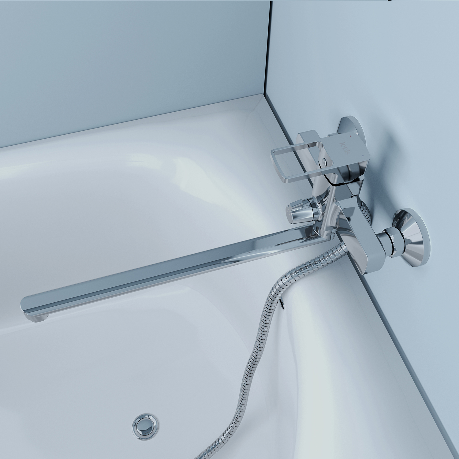 Купить Смеситель для ванны IDDIS Bild длинный излив BILSB00i10WA (без душ. аксессуаров)
