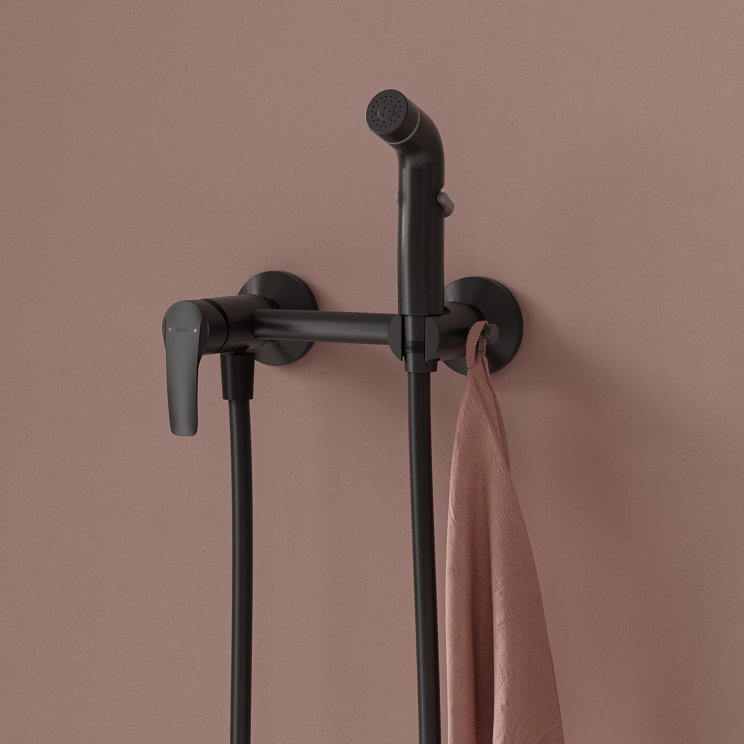 Купить Смеситель с гигиенической лейкой IDDIS Ray черный матовый RAYBL00i08