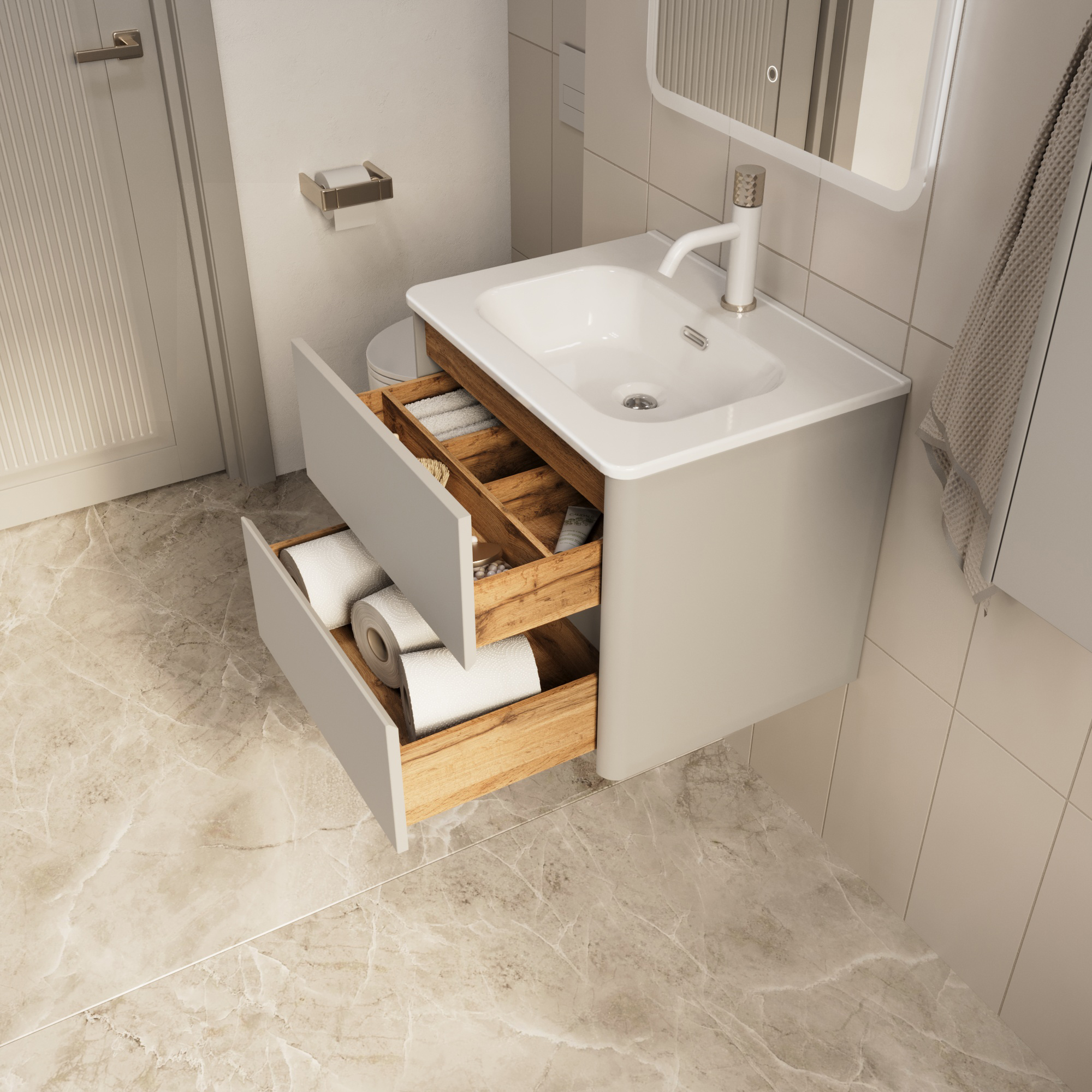 Купить Тумба под раковину Melody 60П (600х500х453) 2я белый