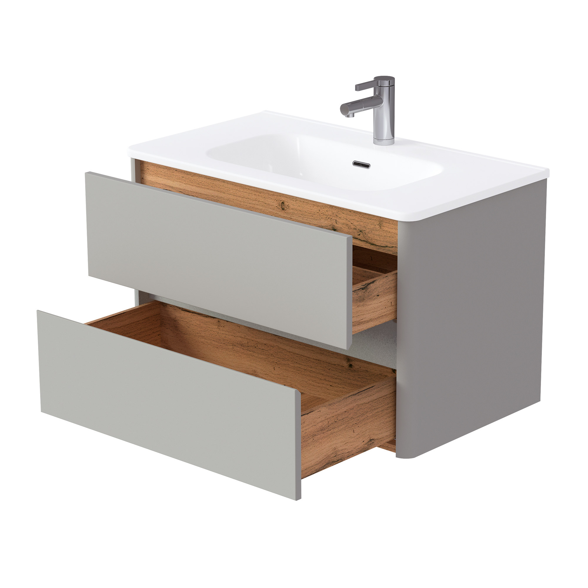 Купить Тумба под раковину Melody 80П (800х500х453) 2я агатовый серый