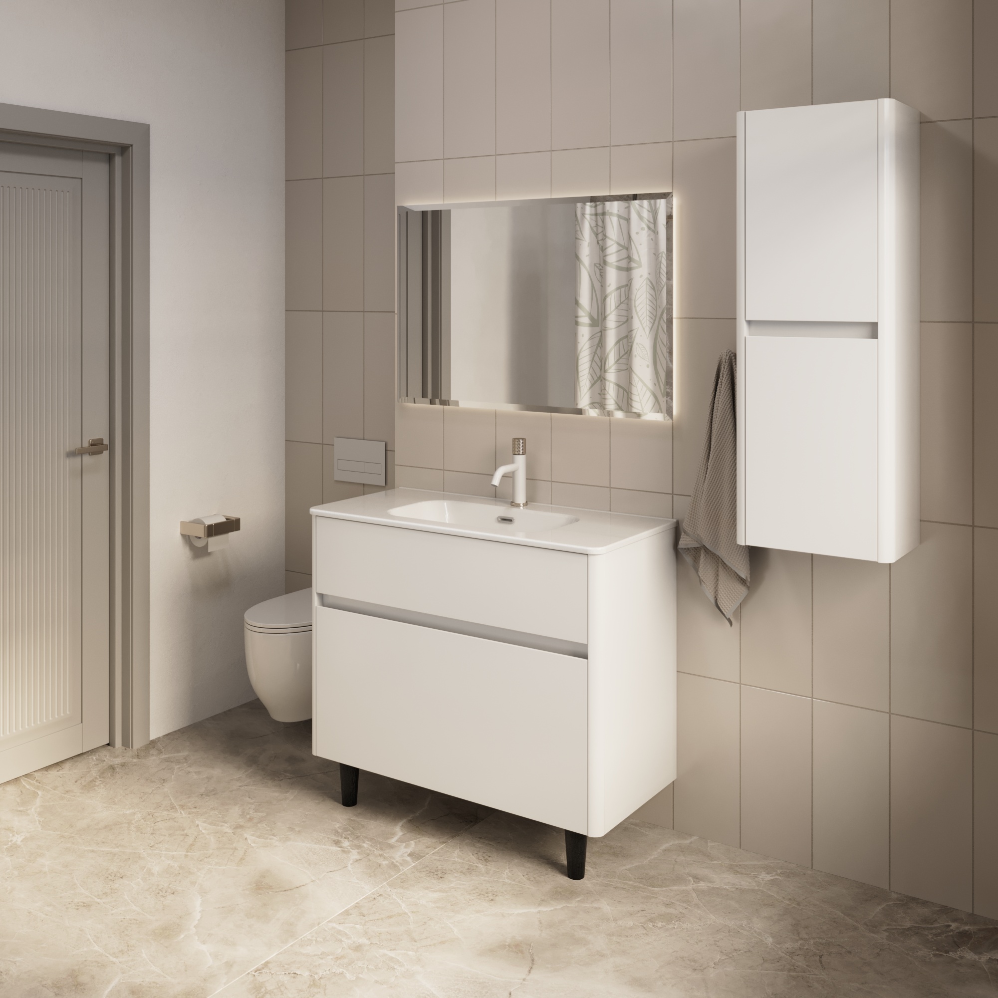 Купить Тумба под раковину Melody 100Н (1000х870х453) 2я белый