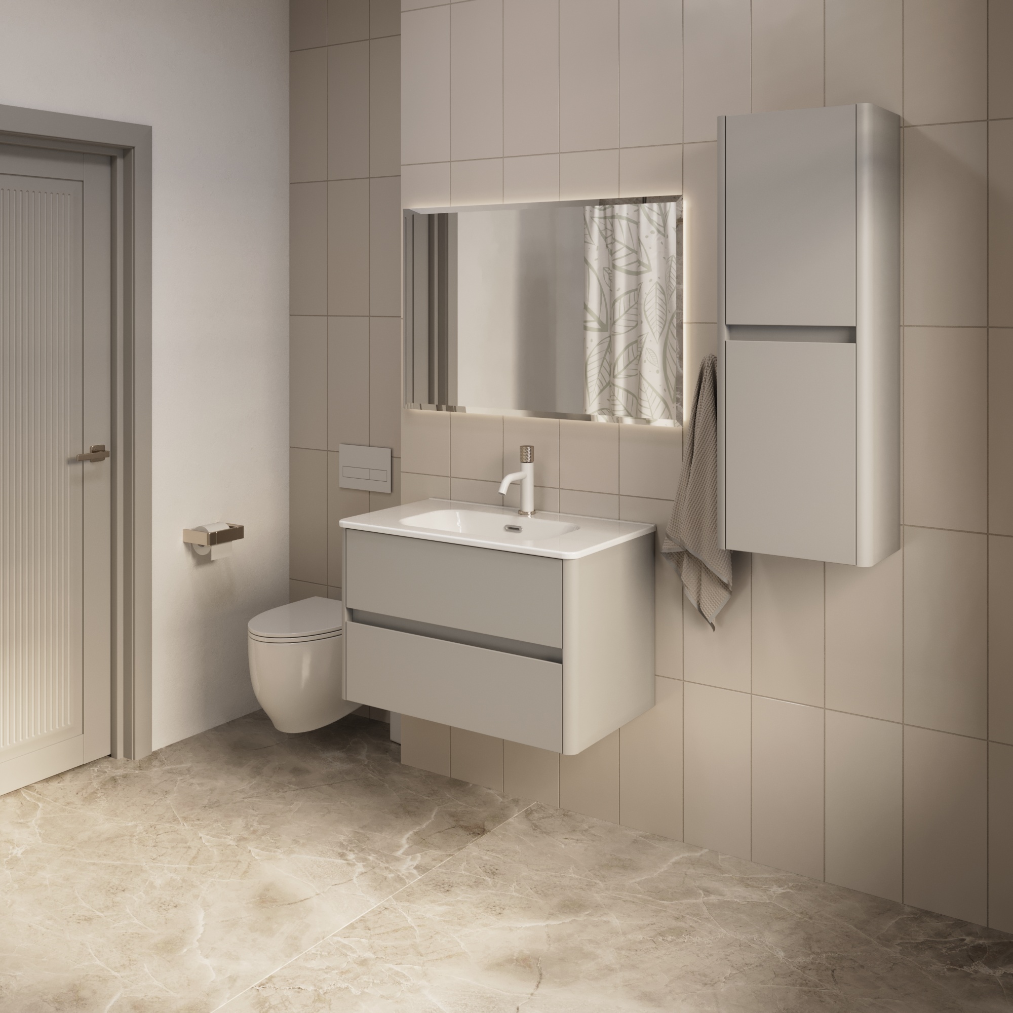 Купить Тумба под раковину Melody 80П (800х500х453) 2я агатовый серый