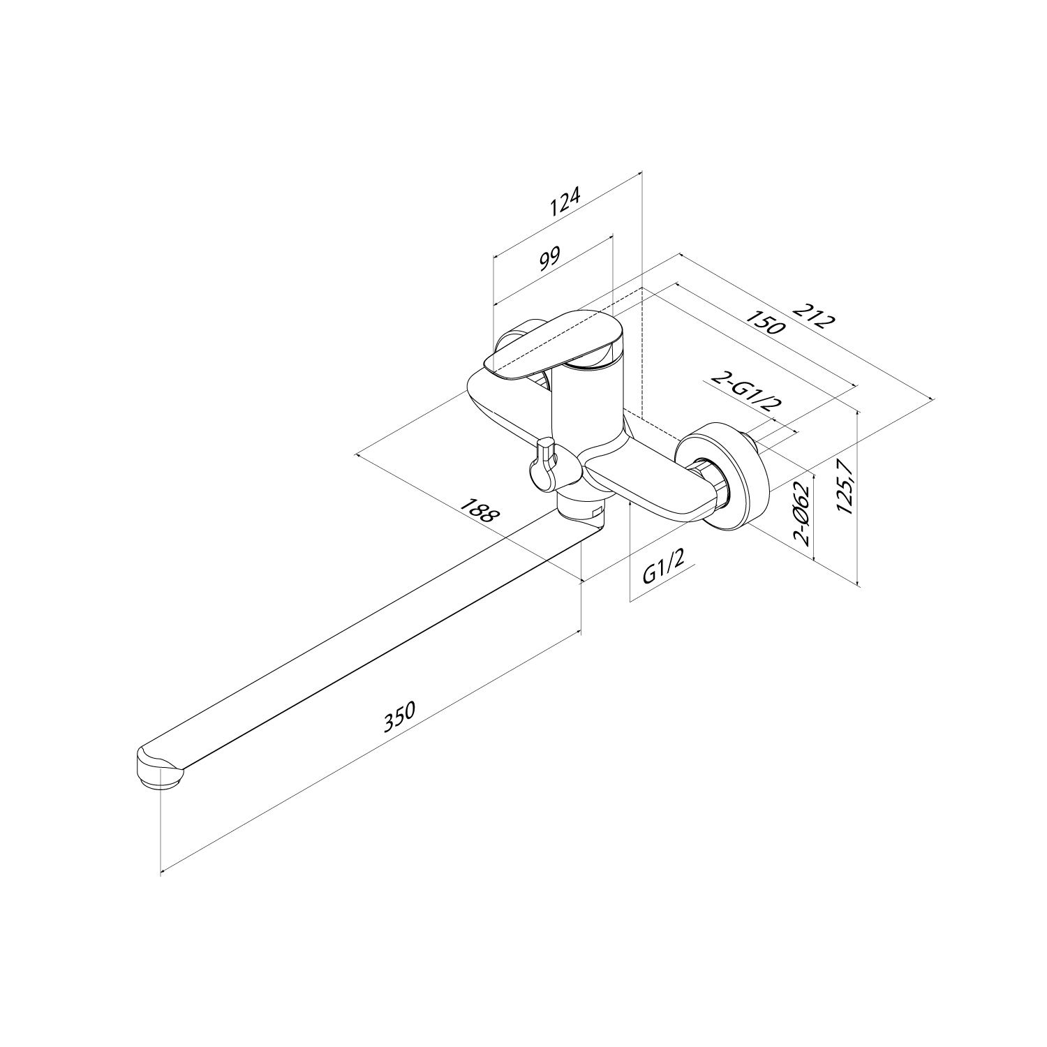Купить Смеситель для ванны IDDIS Zodiac X с длинным изливом ZDXSBL2i10WA