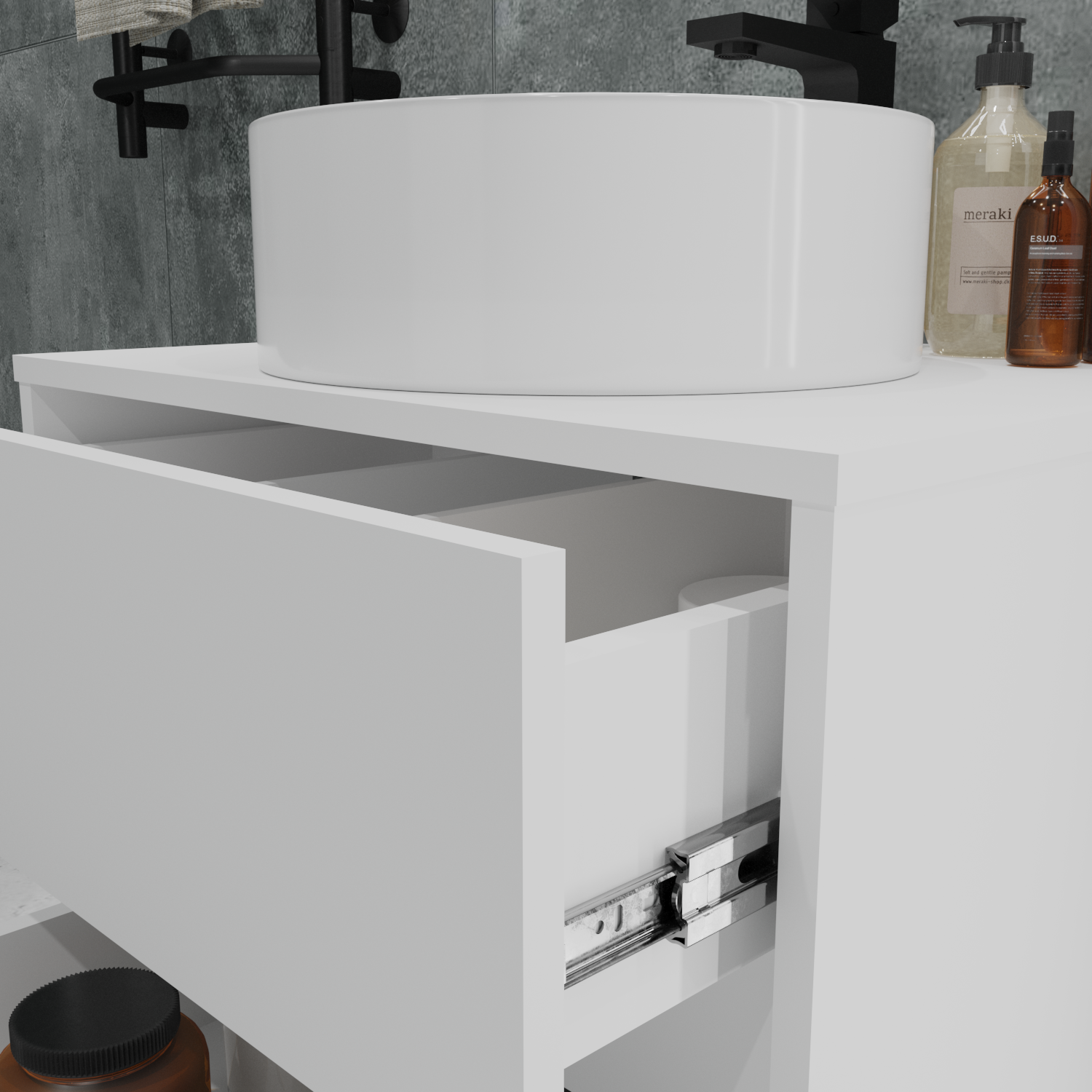 Купить Тумба со столешницей Veil 60П (600х500х500) 2я белая аляска