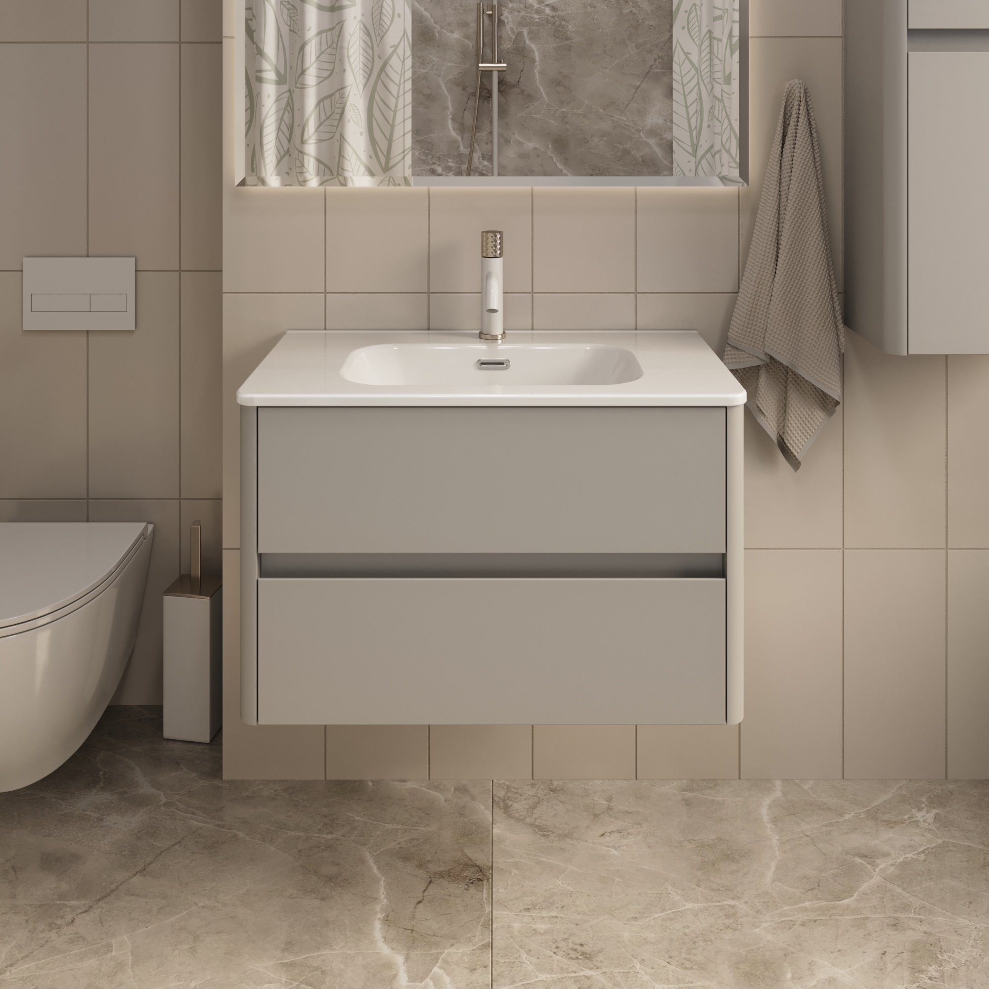 Купить Тумба под раковину Melody 80П (800х500х453) 2я агатовый серый