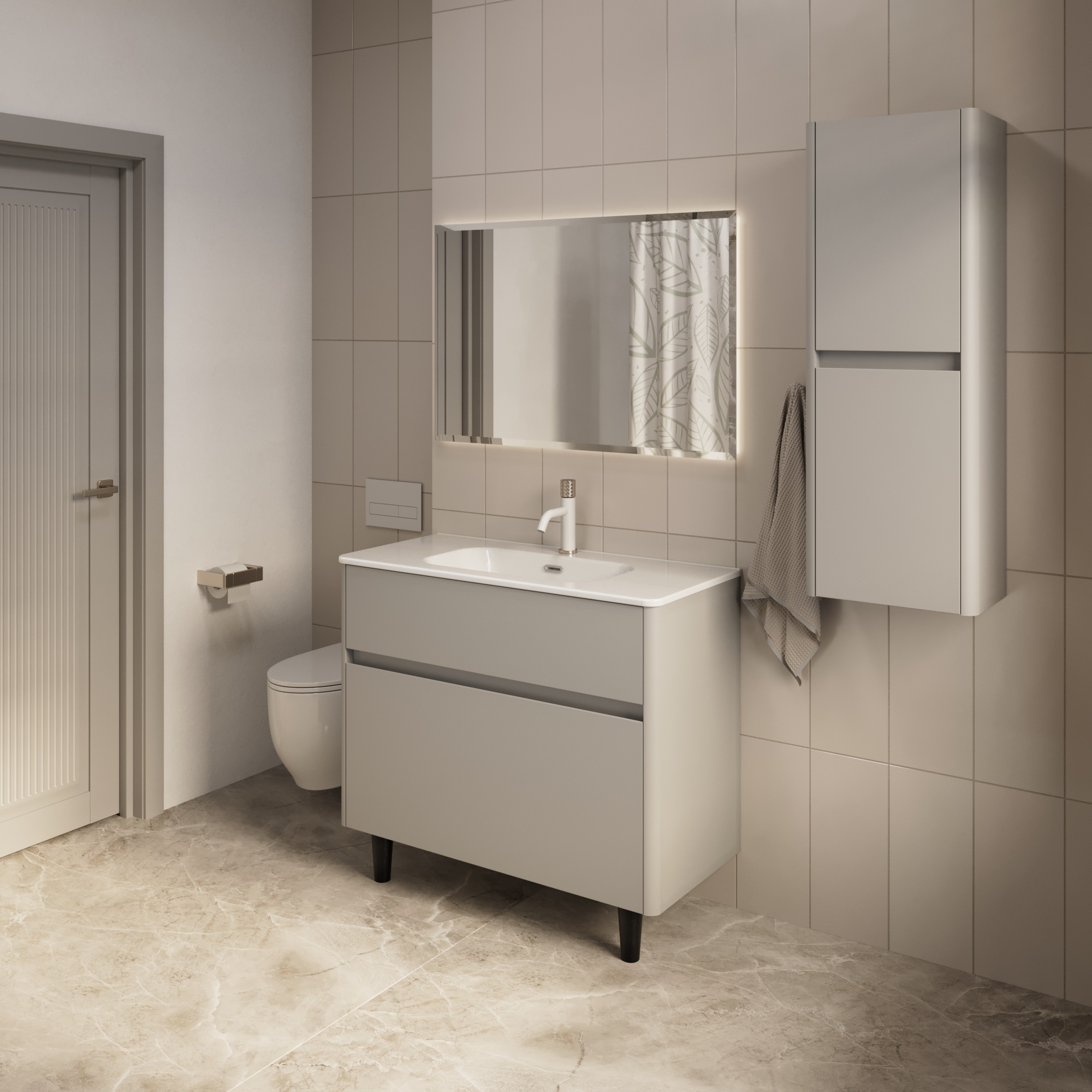 Купить Тумба под раковину Melody 100Н (1000х870х453) 2я агатовый серый