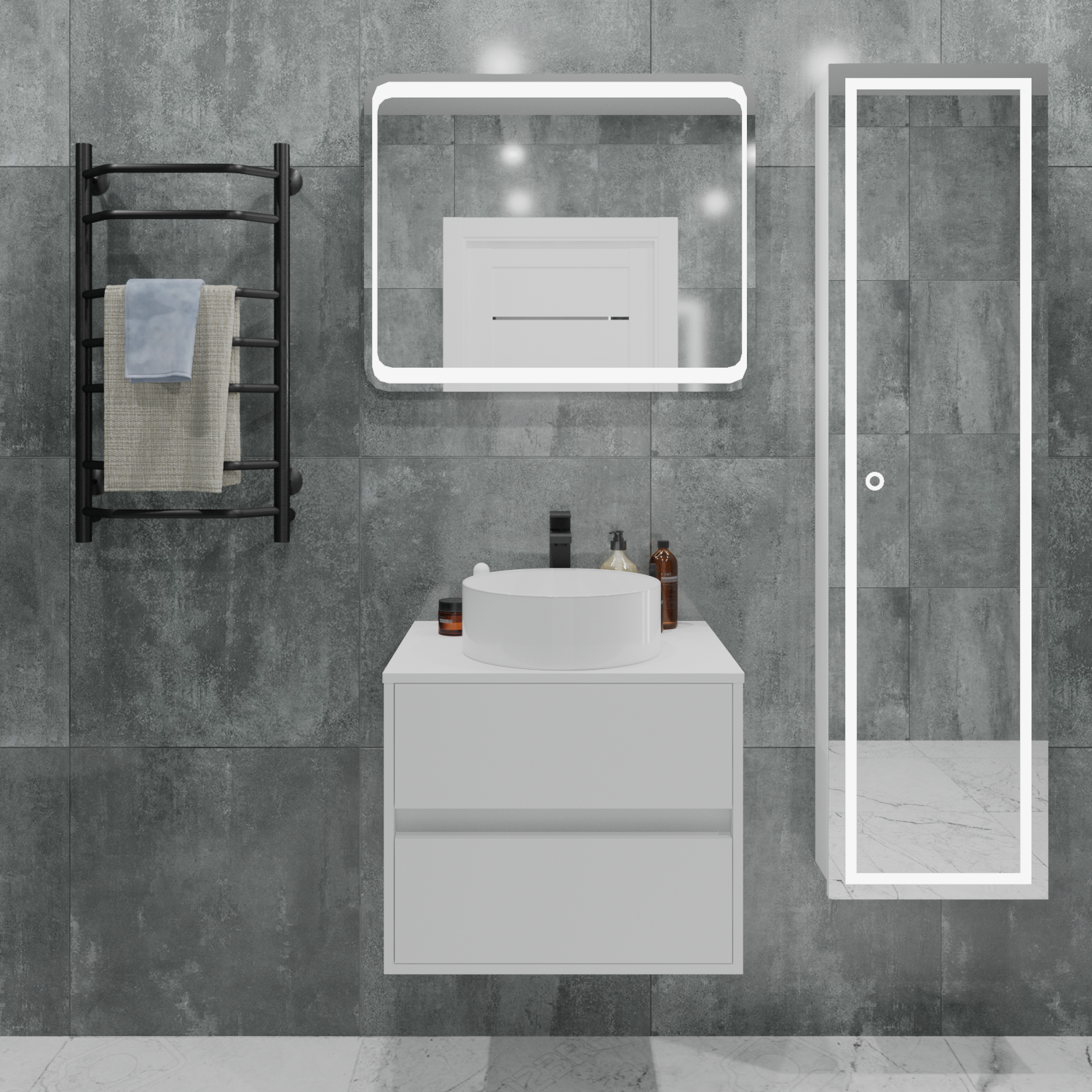 Купить Тумба со столешницей Veil 60П (600х500х500) 2я белая аляска