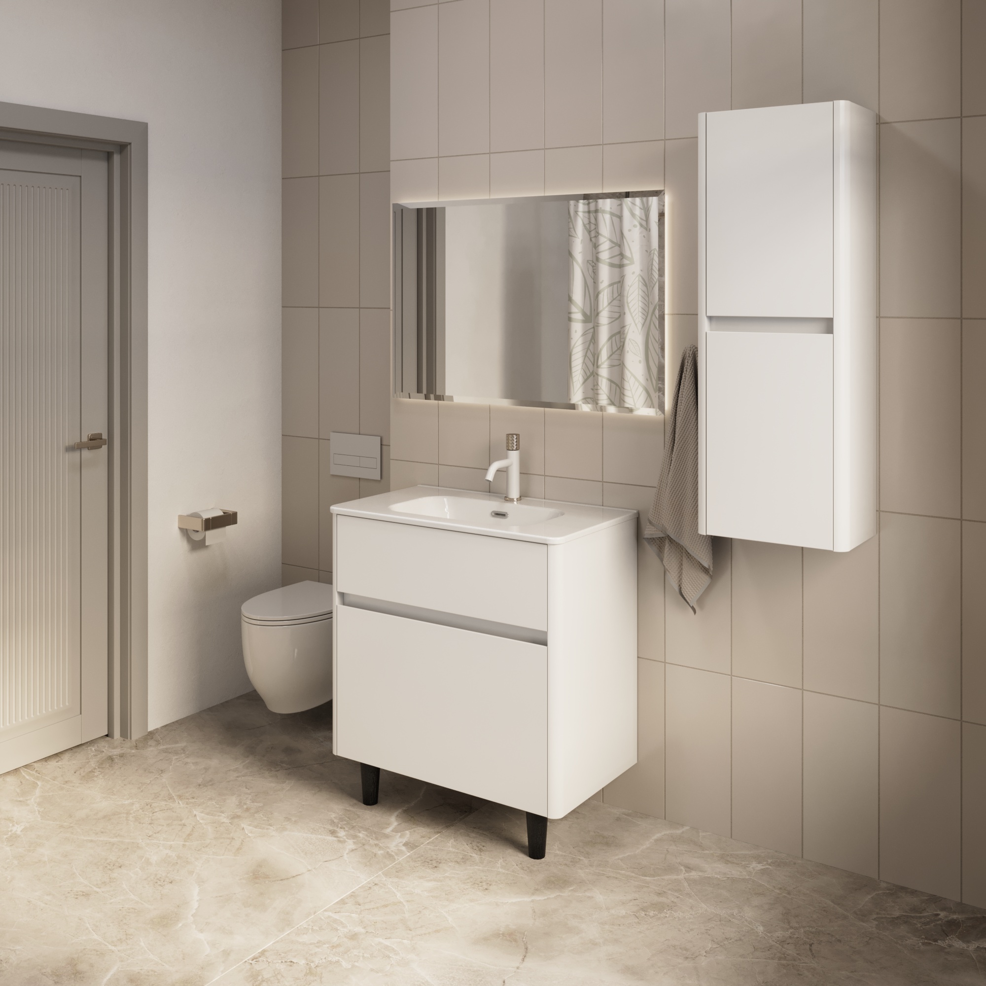 Купить Тумба под раковину Melody 80Н (800х870х453) 2я белый