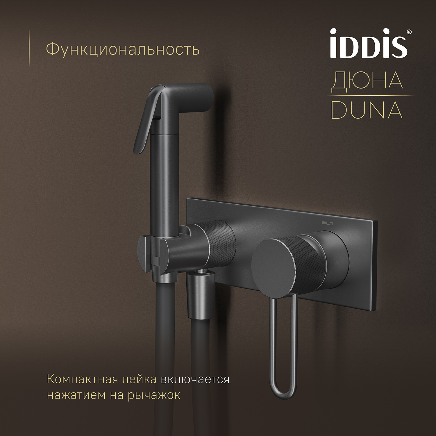 Купить Смеситель с гигиенической лейкой IDDIS Дюна встраиваемый графит матовый DUNGMV0i08