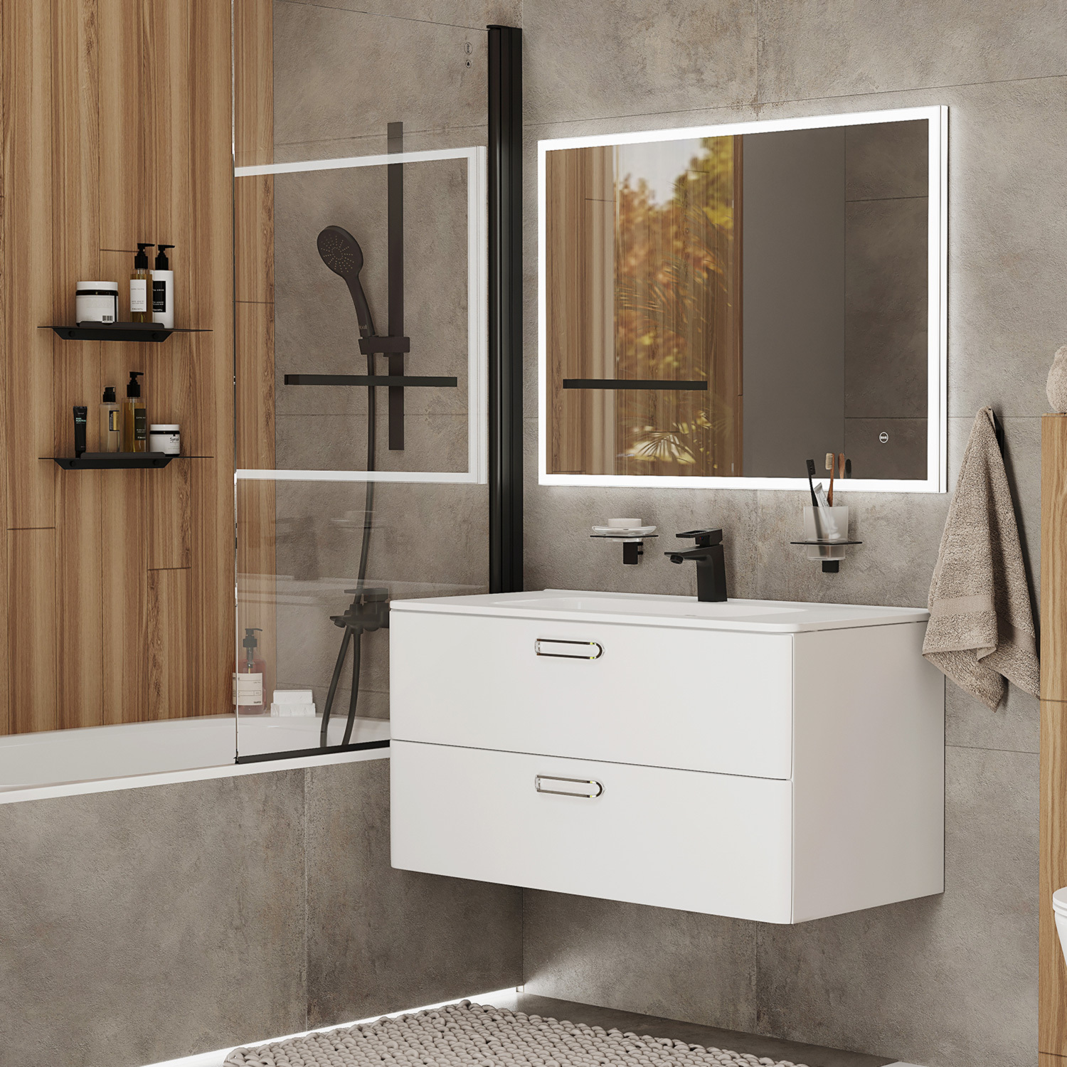 Купить Смеситель для ванны IDDIS Bild черный BILBL00i02WA (без душ. аксессуаров)