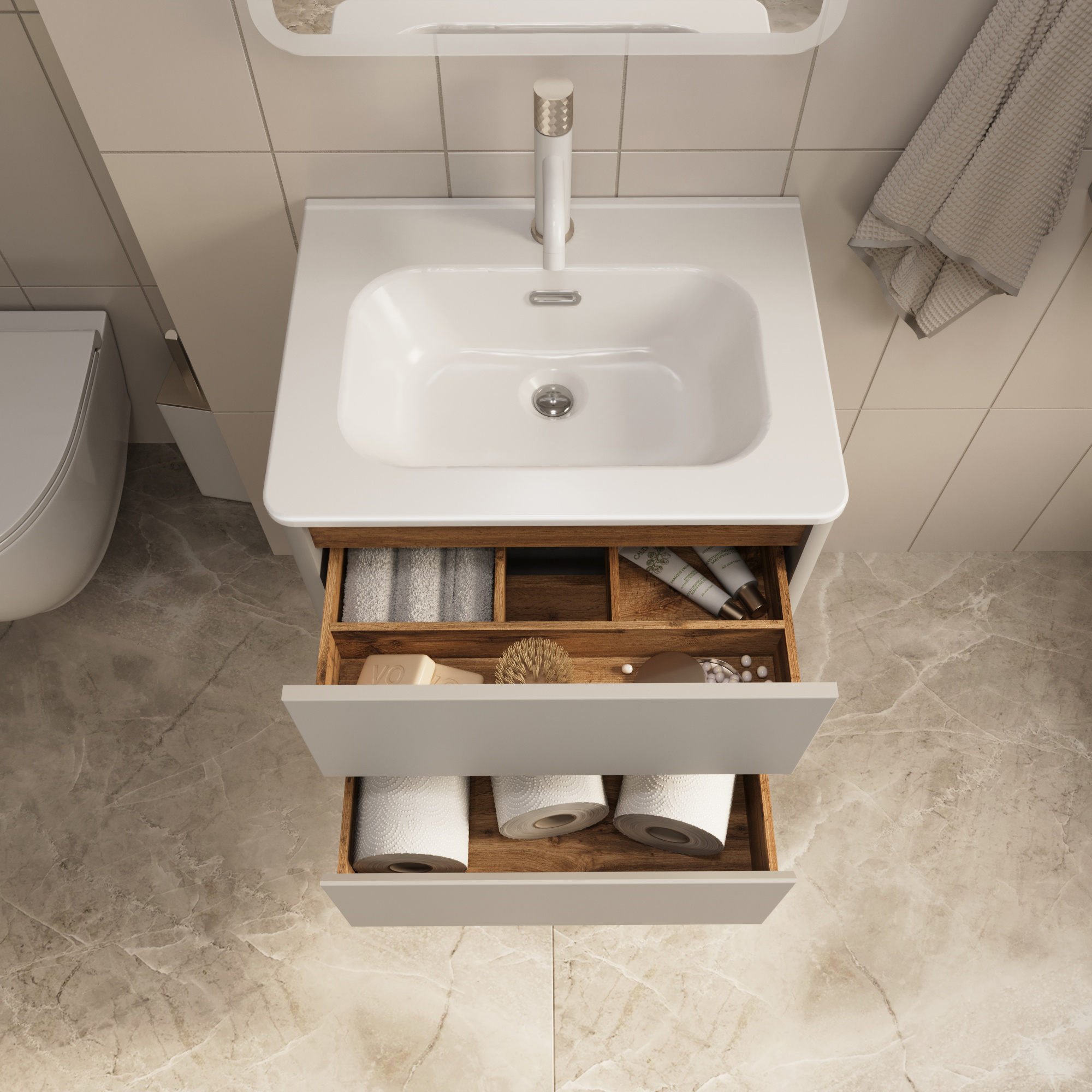 Купить Тумба под раковину Melody 60П (600х500х453) 2я белый