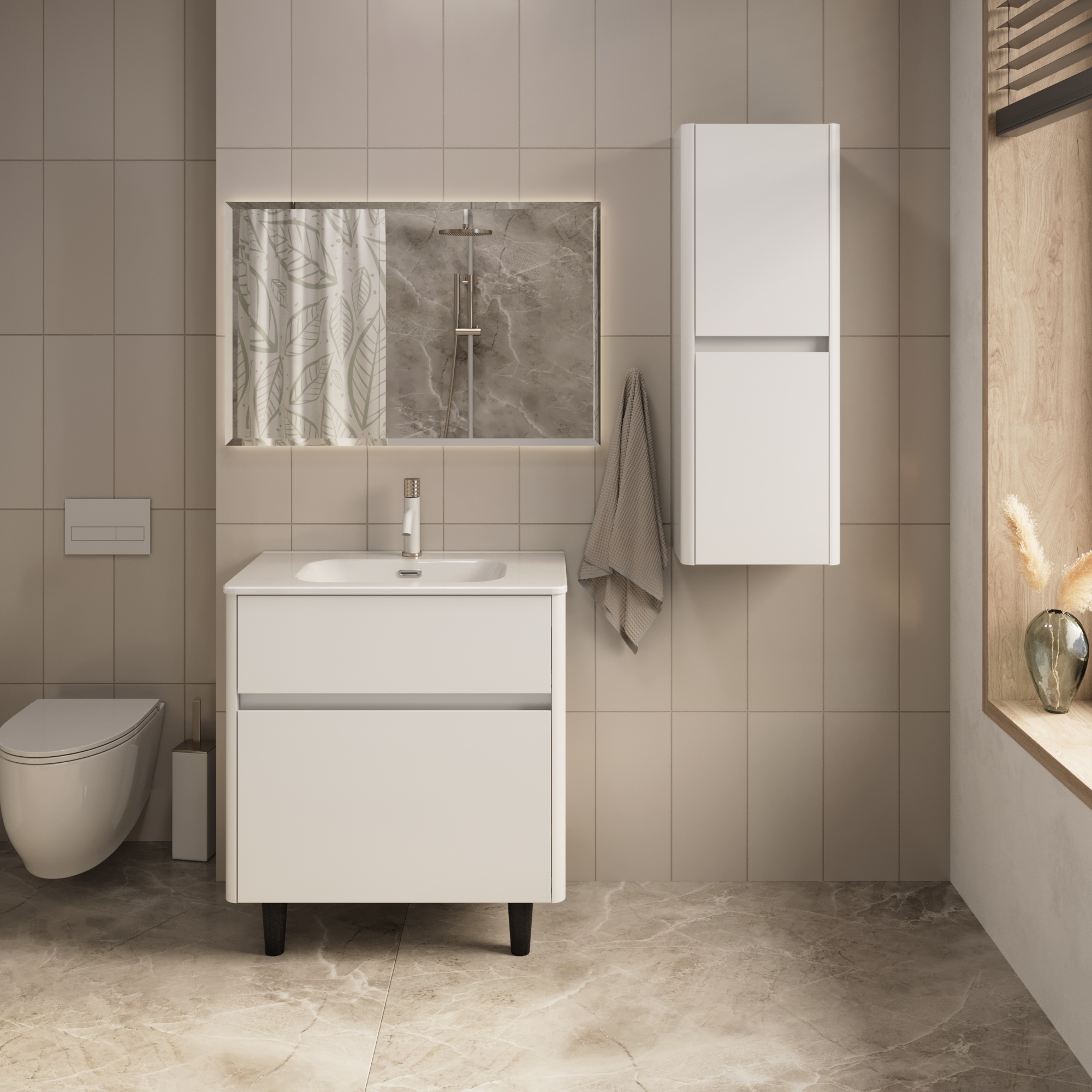 Купить Тумба под раковину Melody 80Н (800х870х453) 2я белый