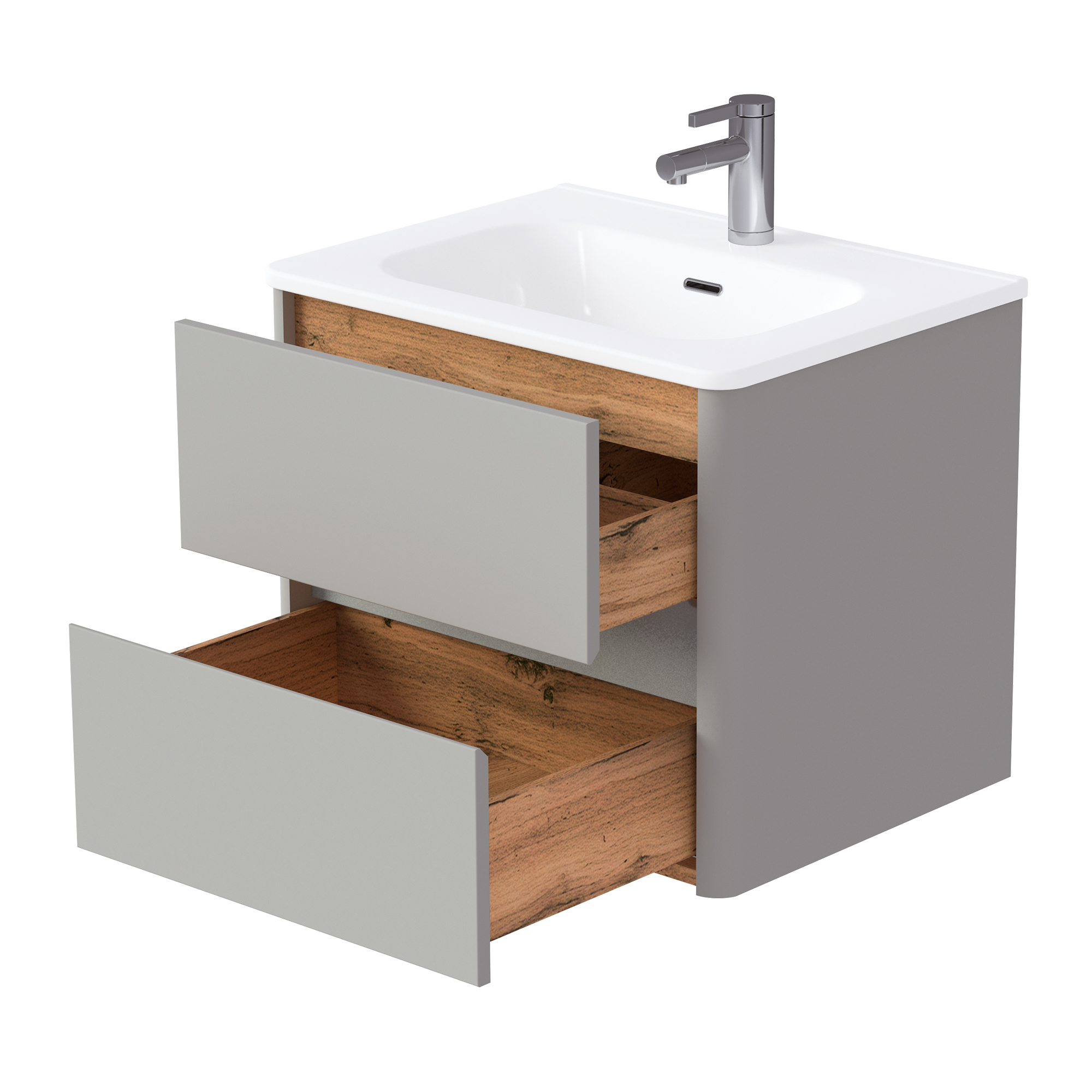 Купить Тумба под раковину Melody 60П (600х500х453) 2я агатовый серый