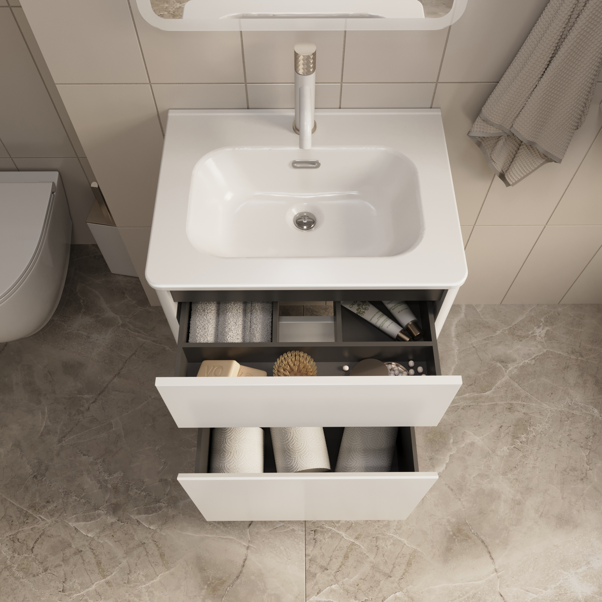 Купить Тумба под раковину Melody 70Н (700х870х453) 2я белый