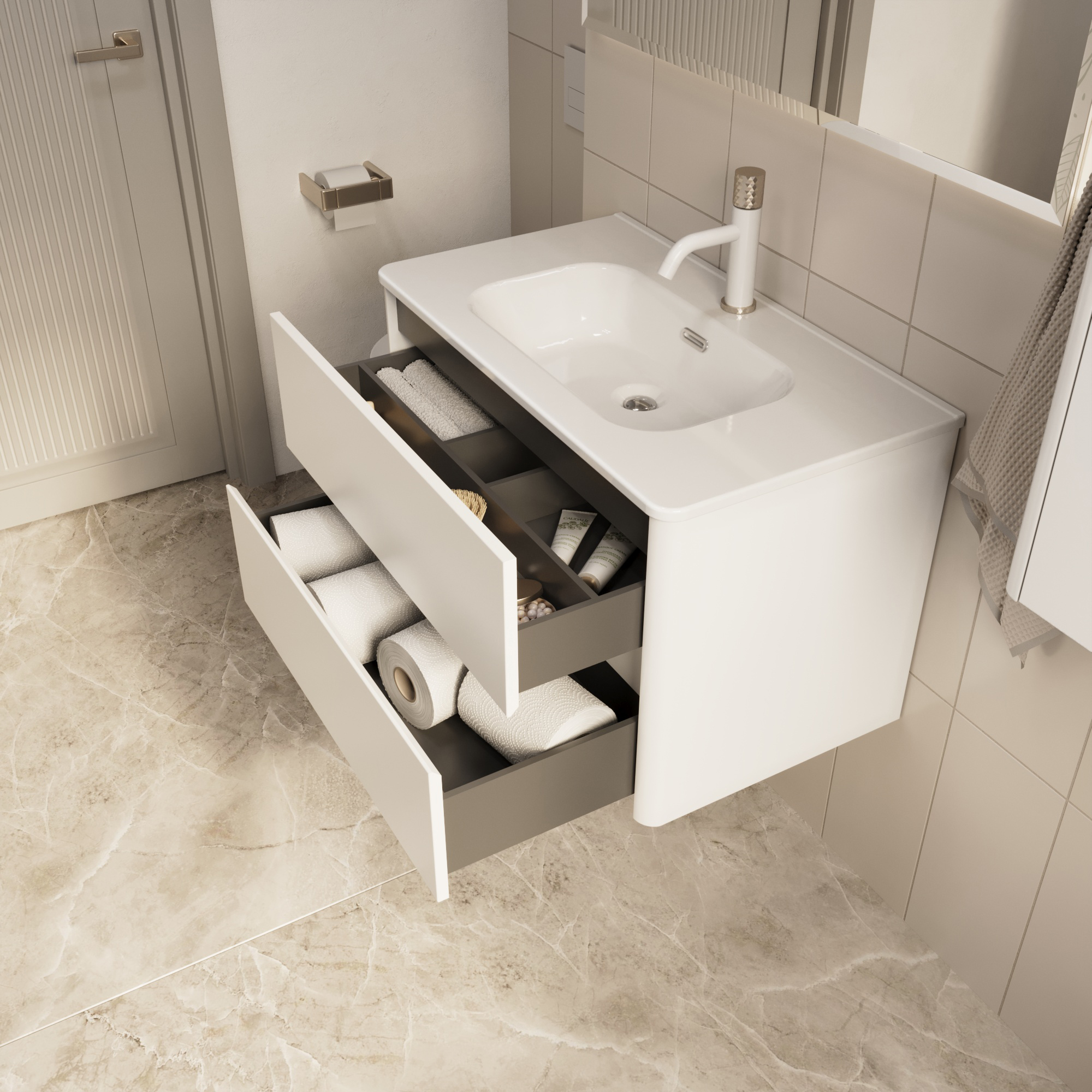 Купить Тумба под раковину Melody 80П (800х500х453) 2я белый