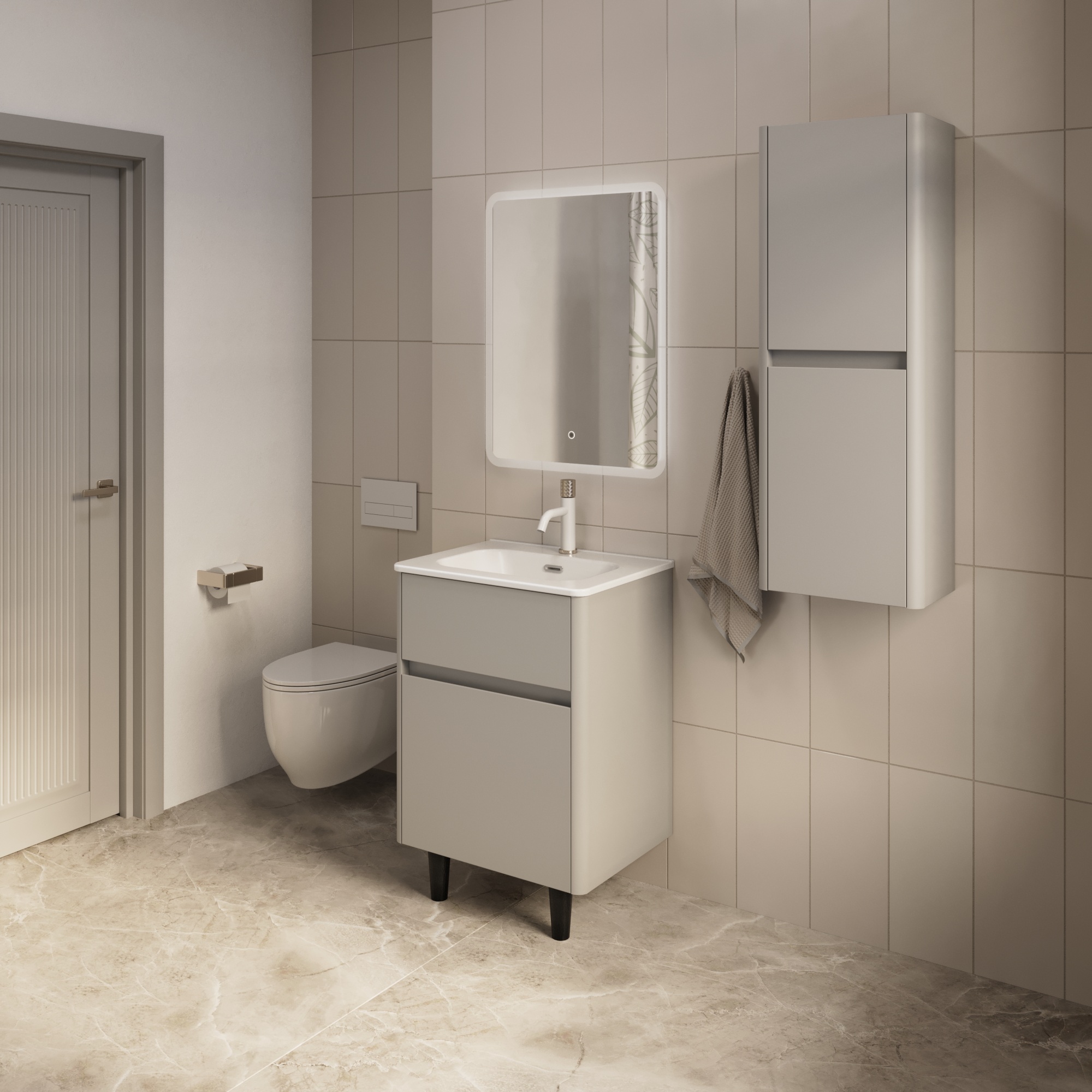 Купить Тумба под раковину Melody 60Н (600х870х453) 2я агатовый серый