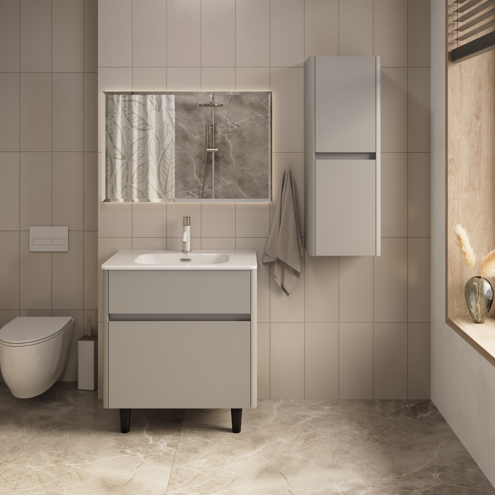 Купить Тумба под раковину Melody 80Н (800х870х453) 2я агатовый серый