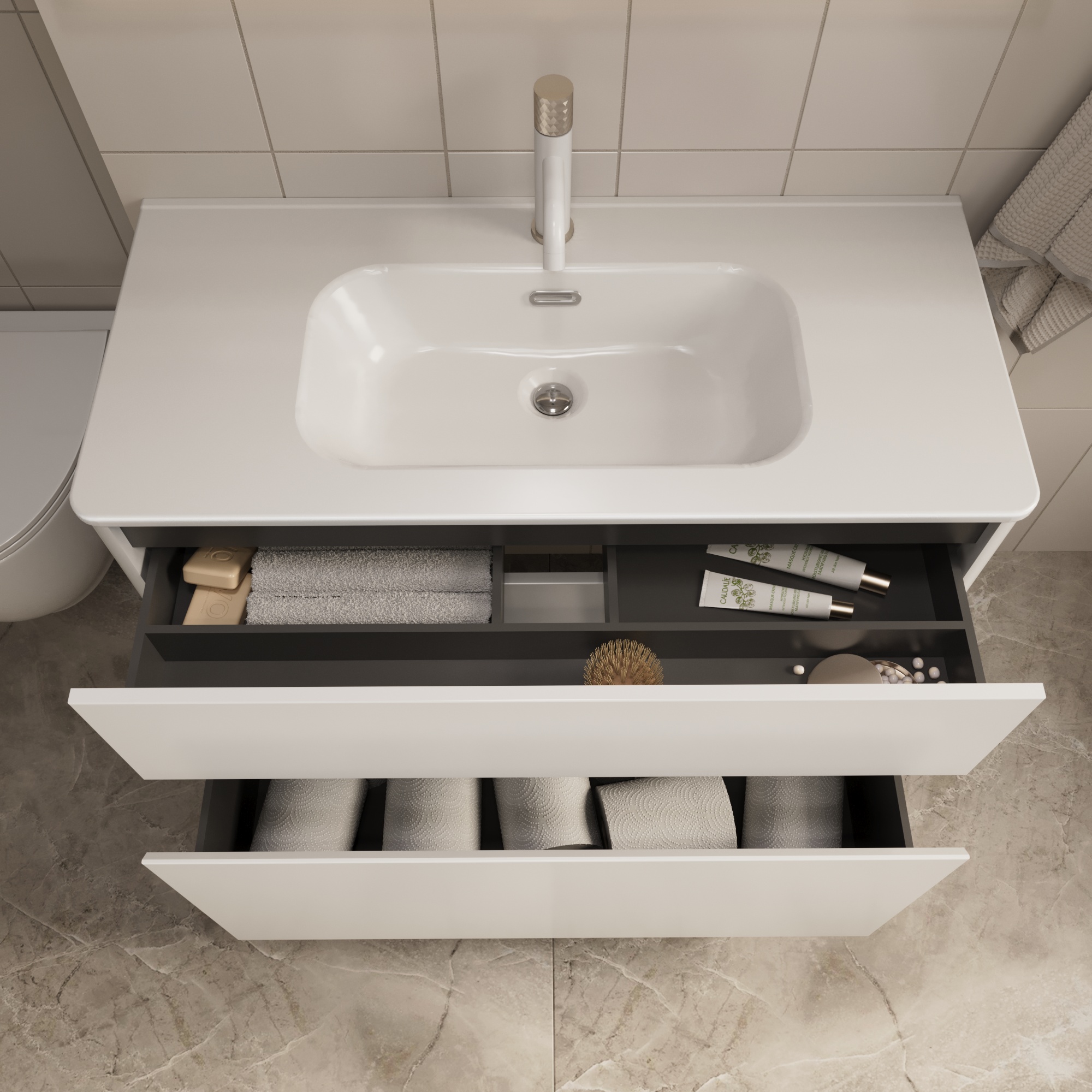 Купить Тумба под раковину Melody 100Н (1000х870х453) 2я белый