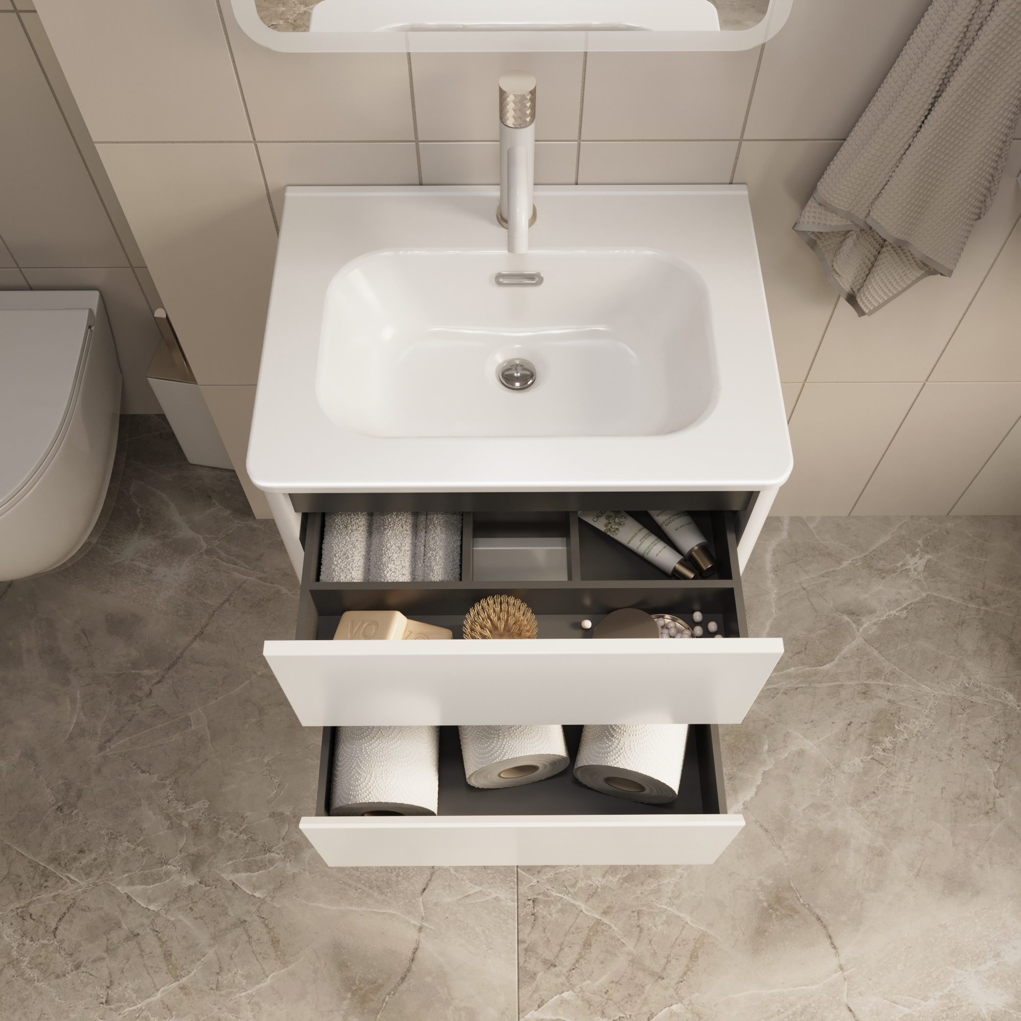 Купить Тумба под раковину Melody 70П (700х500х453) 2я белый