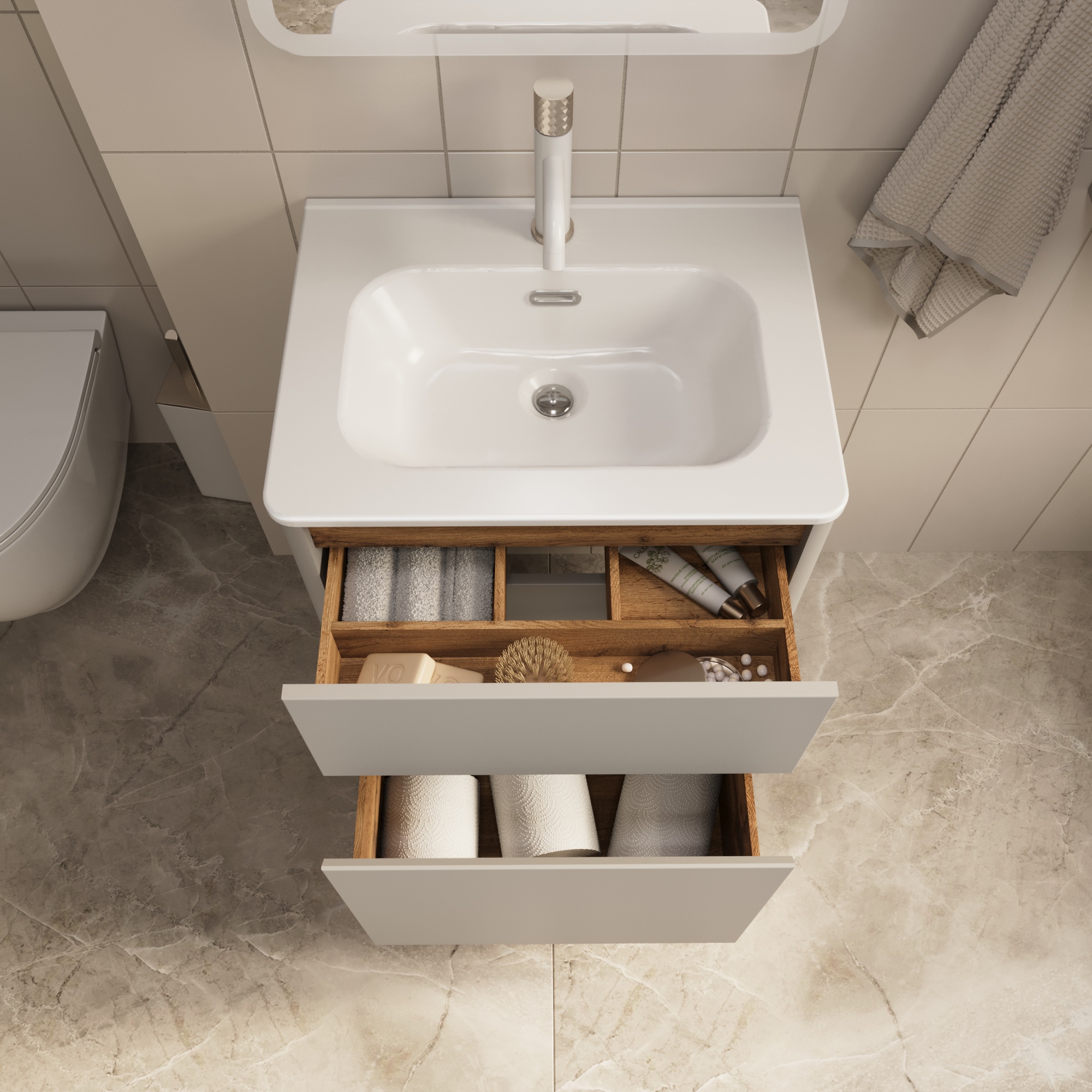 Купить Тумба под раковину Melody 60Н (600х870х453) 2я агатовый серый