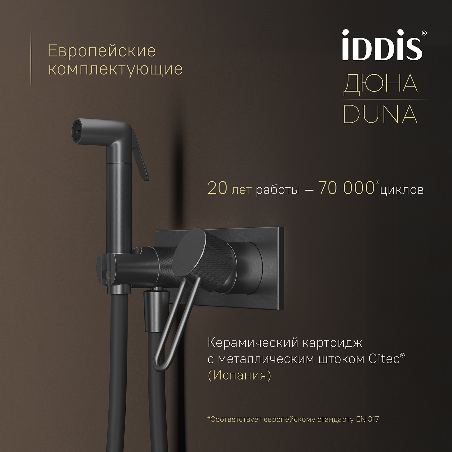 Купить Смеситель с гигиенической лейкой IDDIS Дюна встраиваемый графит матовый DUNGMV0i08