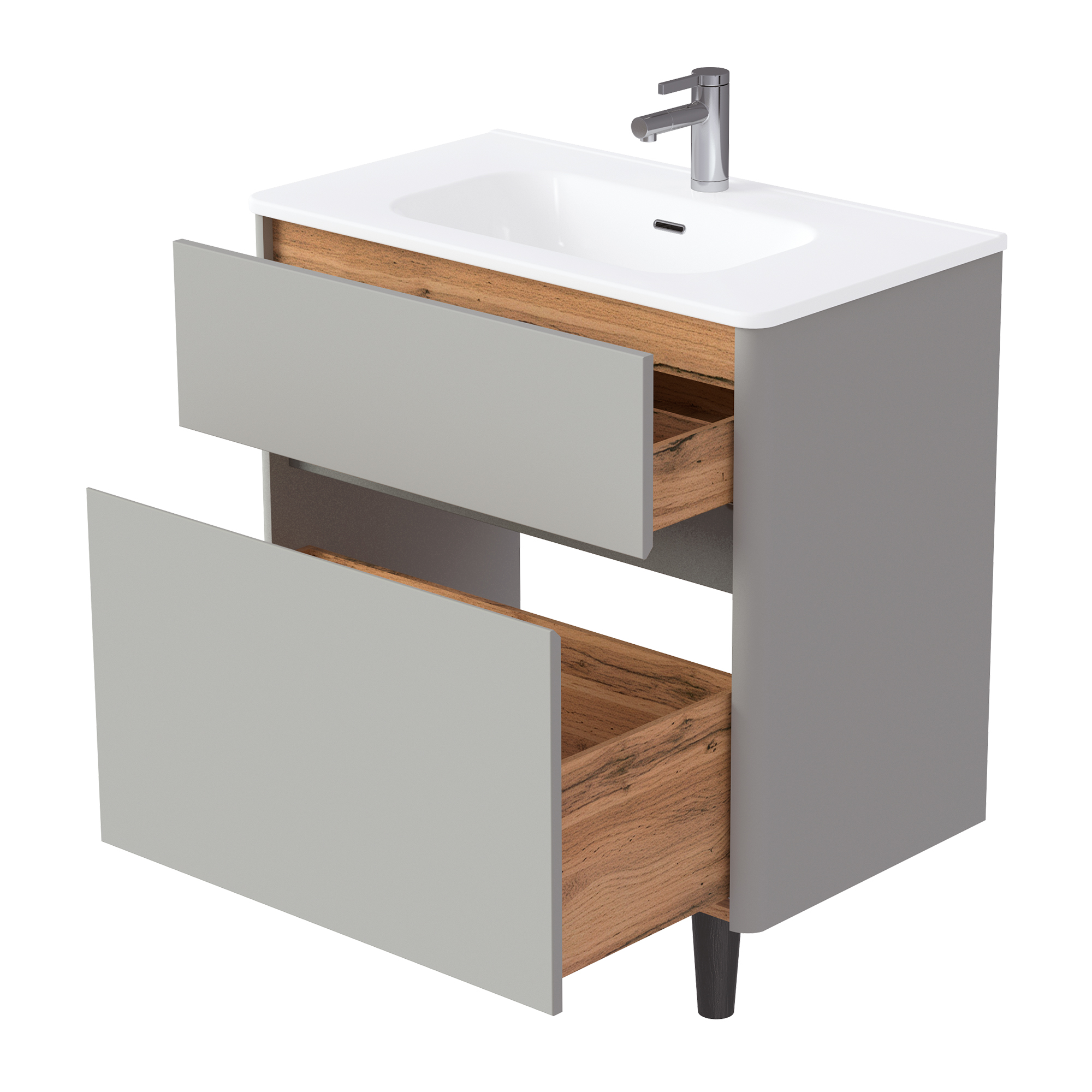 Купить Тумба под раковину Melody 80Н (800х870х453) 2я агатовый серый