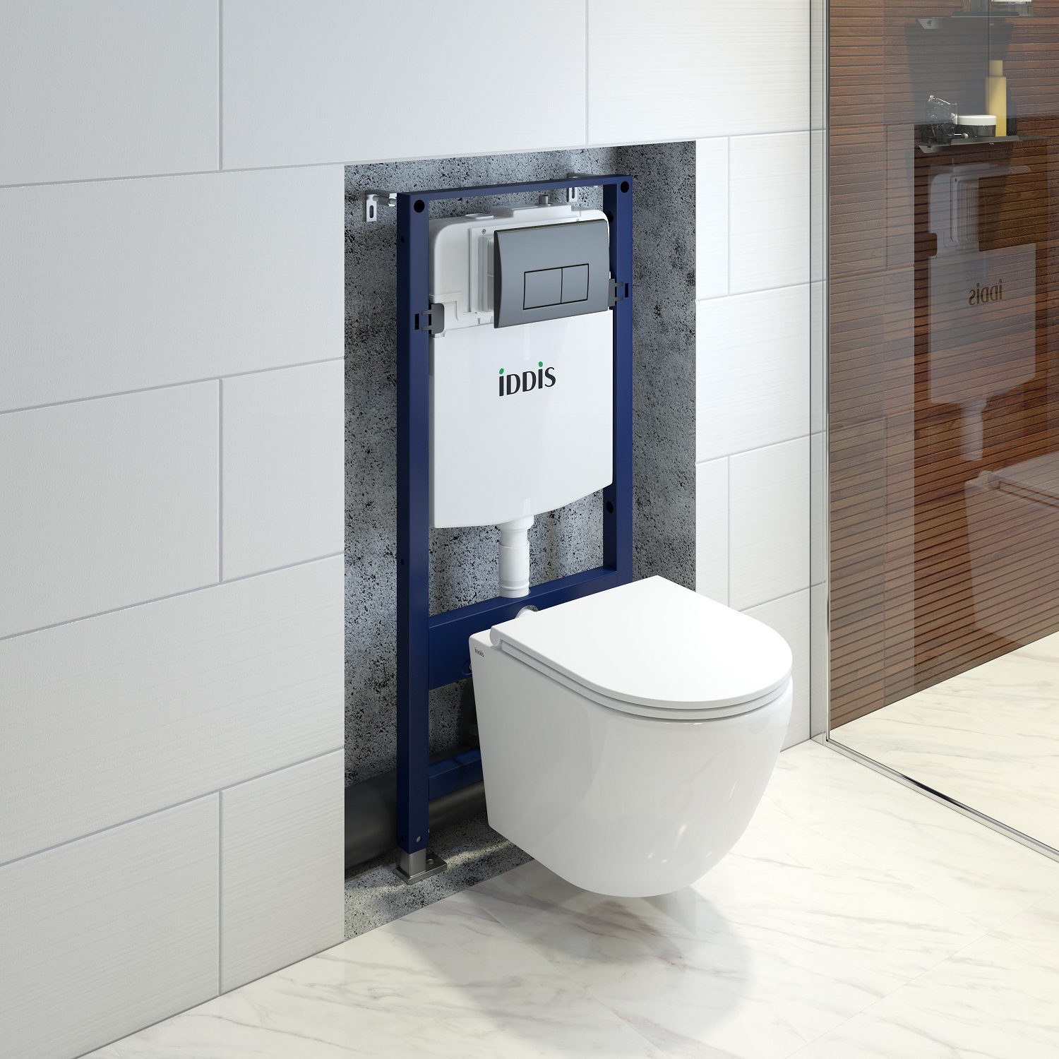 Купить Комплект 3в1 IDDIS: подвесной унитаз, инсталляция и клавиша смыва BASB020i73