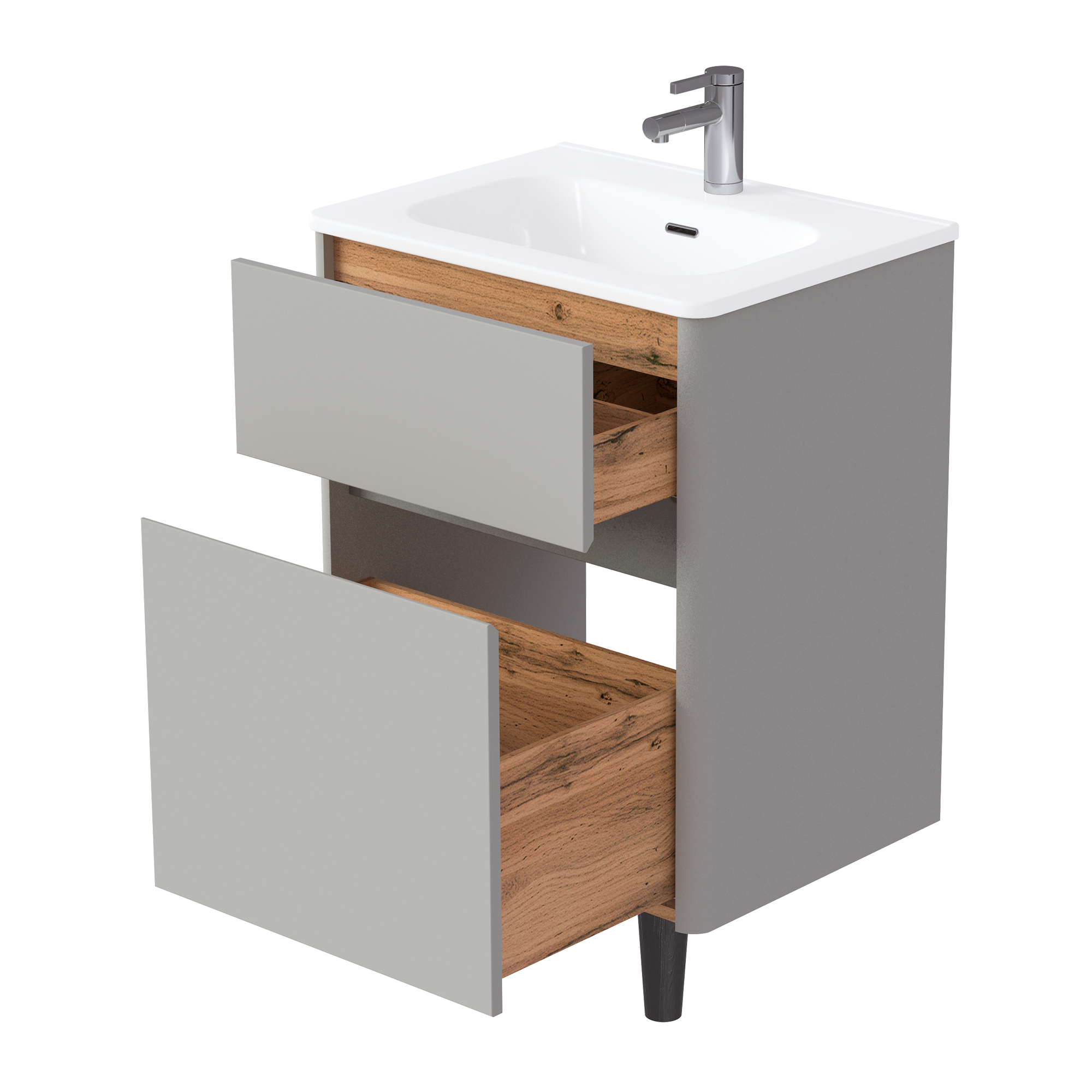 Купить Тумба под раковину Melody 60Н (600х870х453) 2я агатовый серый