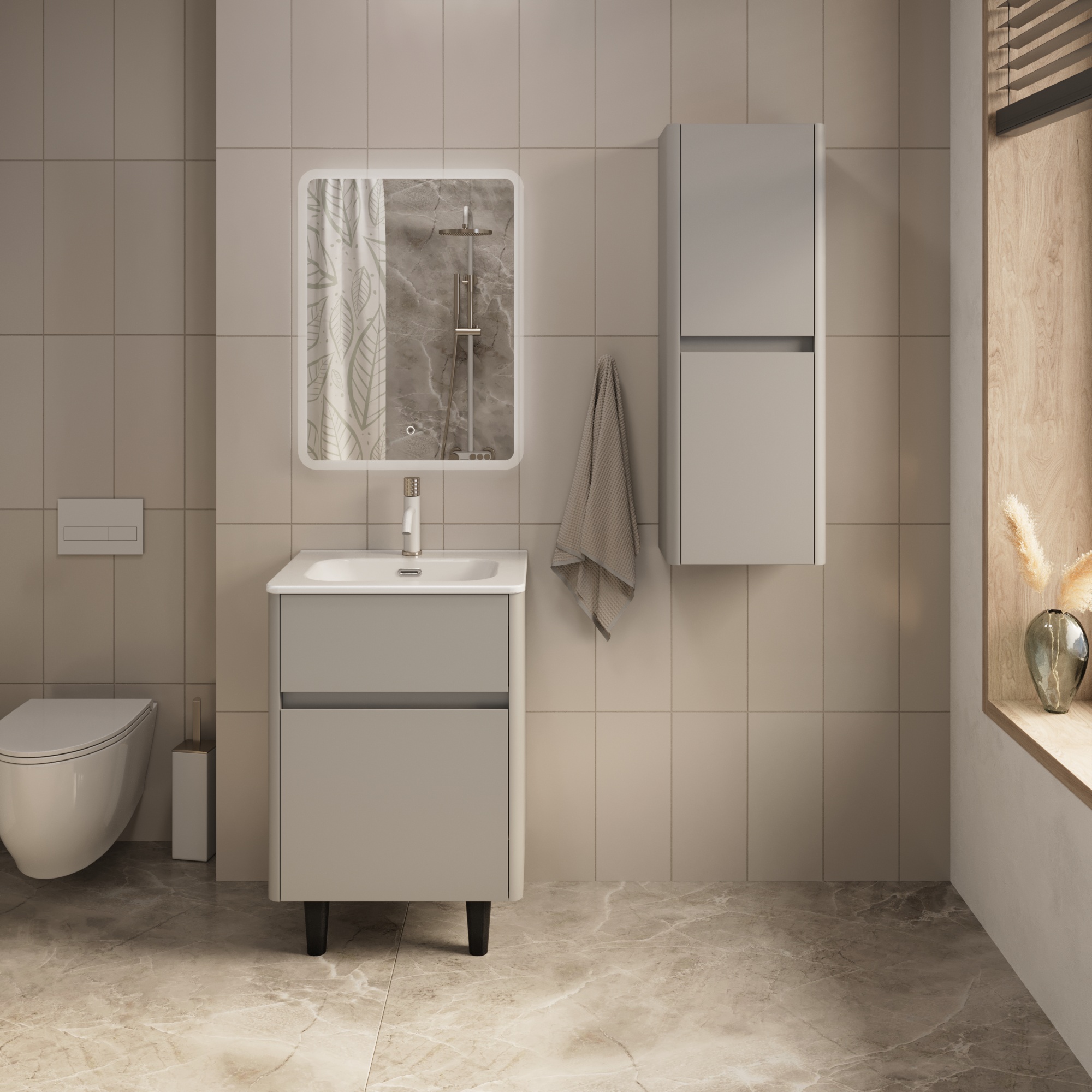 Купить Тумба под раковину Melody 70Н (700х870х453) 2я агатовый серый