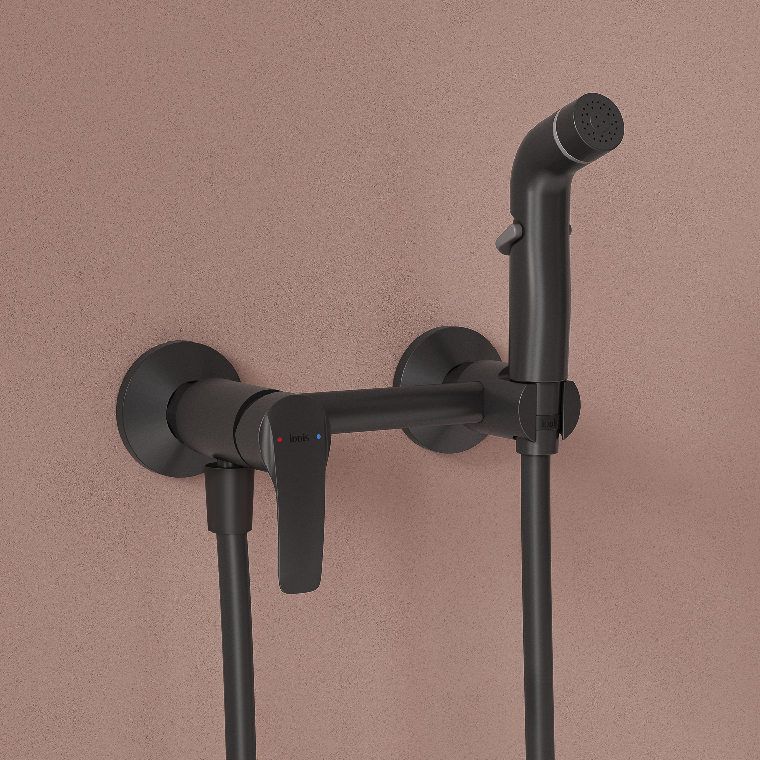 Купить Смеситель с гигиенической лейкой IDDIS Ray черный матовый RAYBL00i08