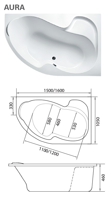 Ванна акриловая Marka One AURA 160x105