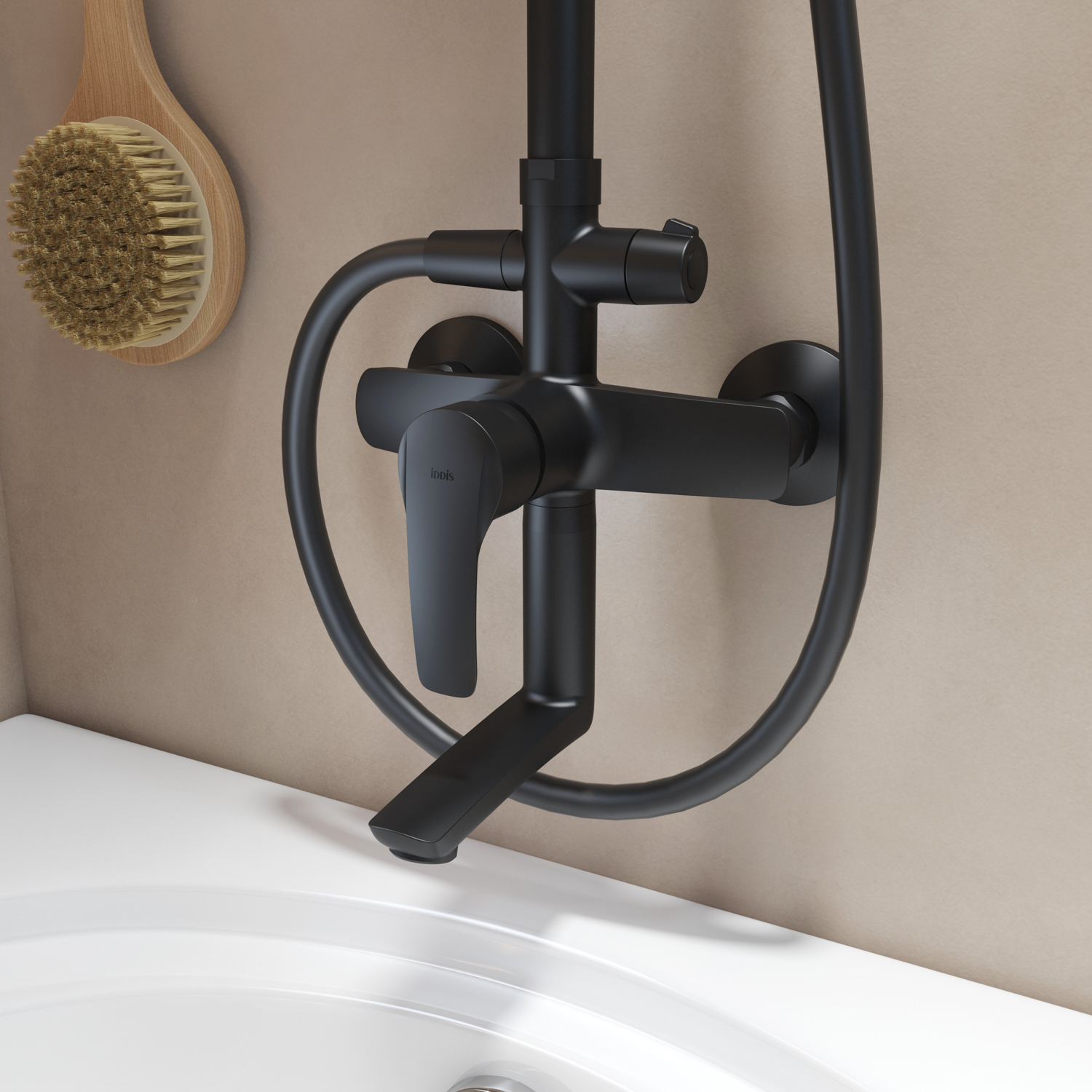 Купить Душевая система  IDDIS Ray с  изливом черный матовый RAYBL3Fi06