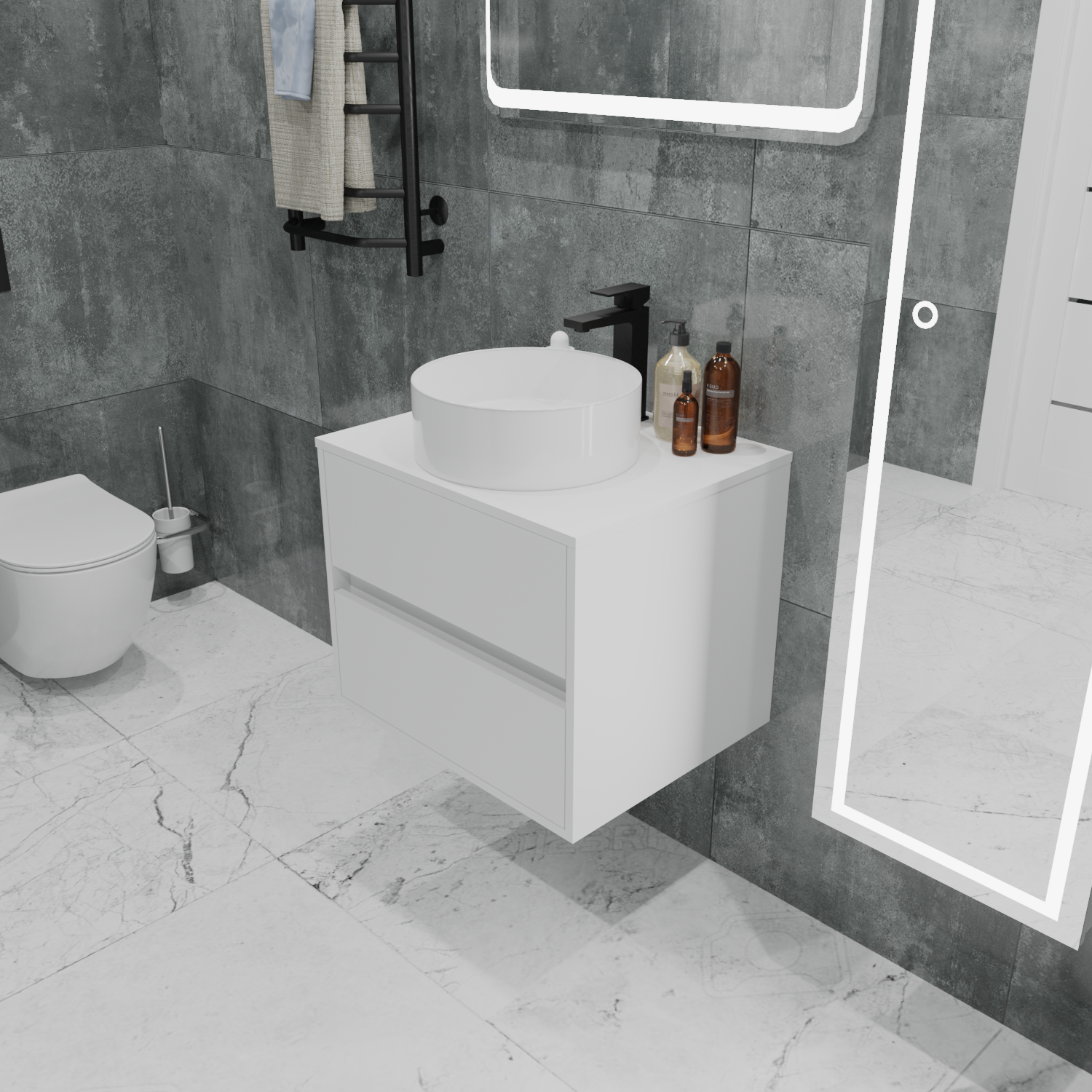 Купить Тумба со столешницей ВЕЛЛИ/Veil 50П (500х500х500) 2я белая аляска