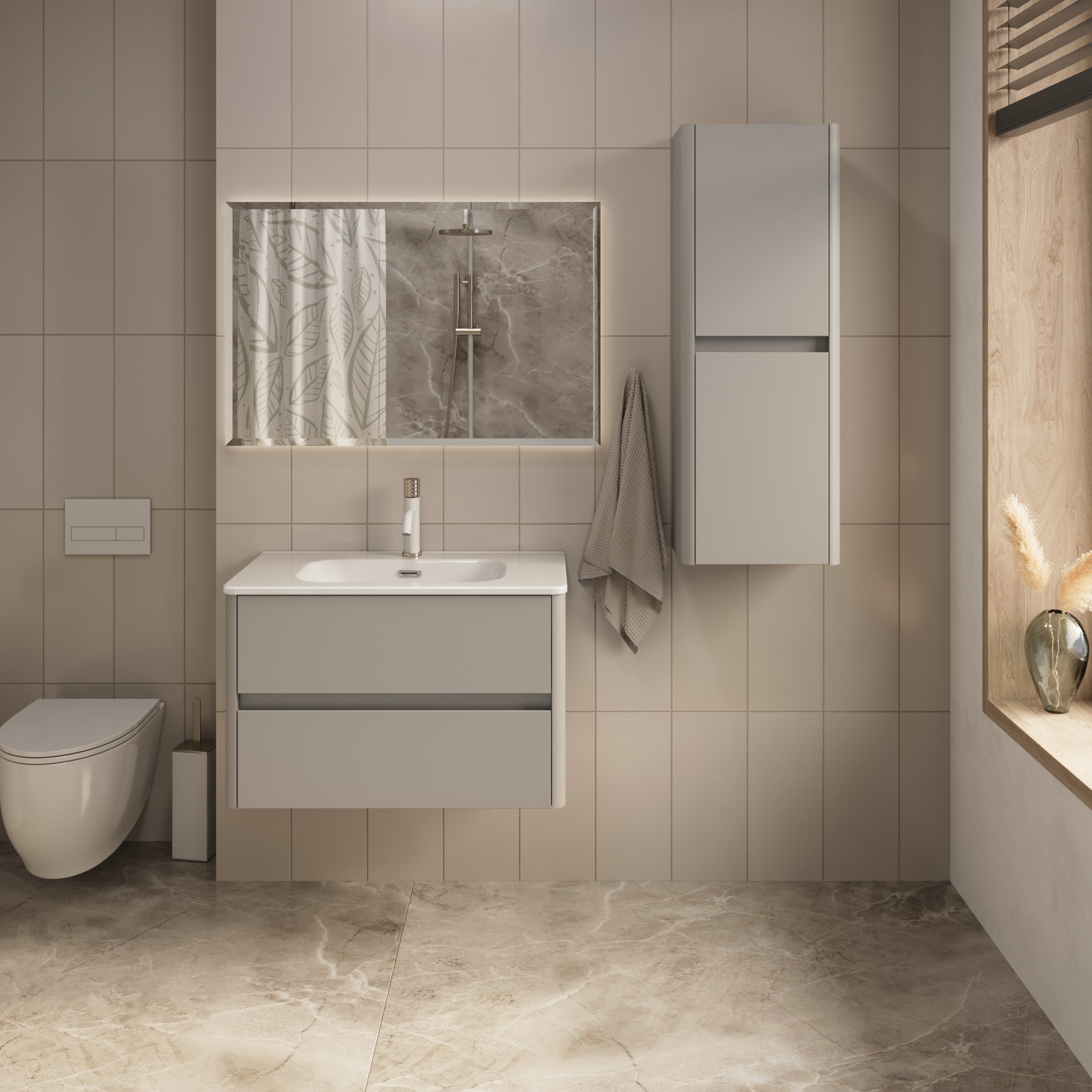 Купить Тумба под раковину Melody 80П (800х500х453) 2я агатовый серый