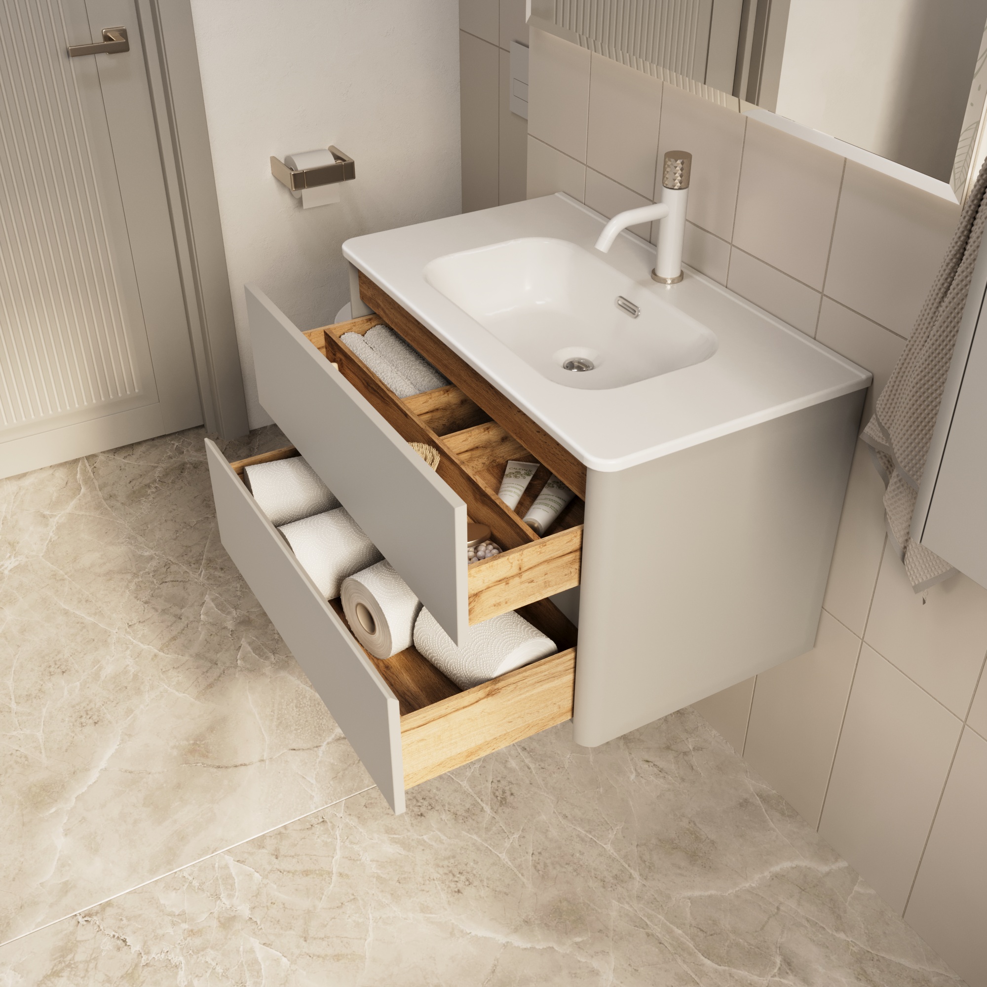 Купить Тумба под раковину Melody 80П (800х500х453) 2я агатовый серый