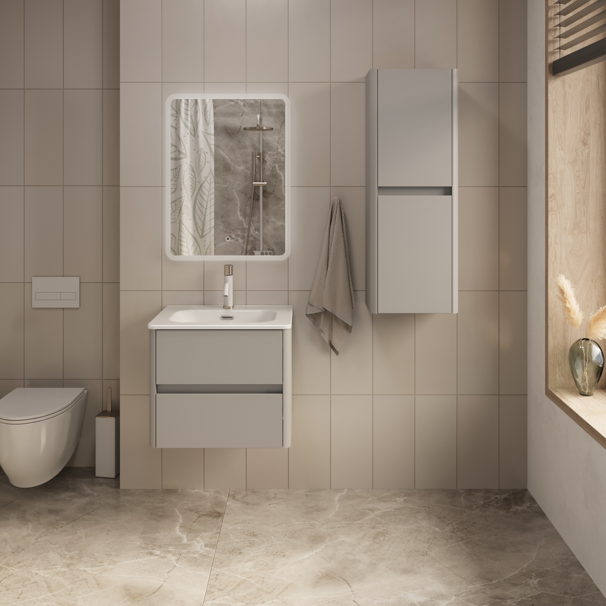 Купить Тумба под раковину Melody 60П (600х500х453) 2я агатовый серый