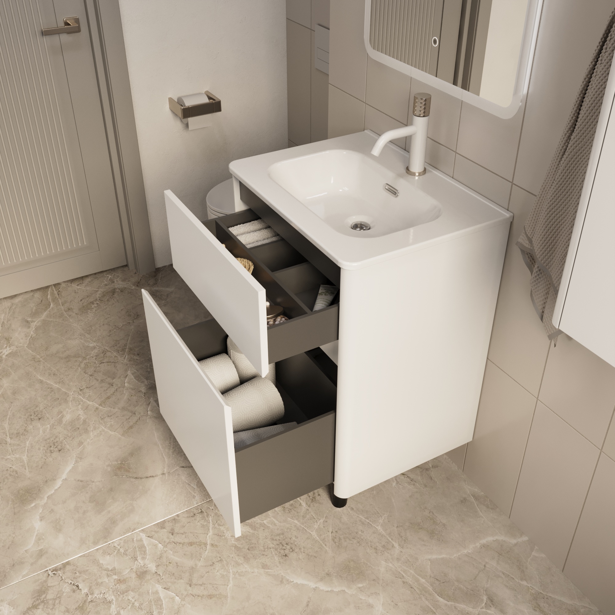 Купить Тумба под раковину Melody 70Н (700х870х453) 2я белый