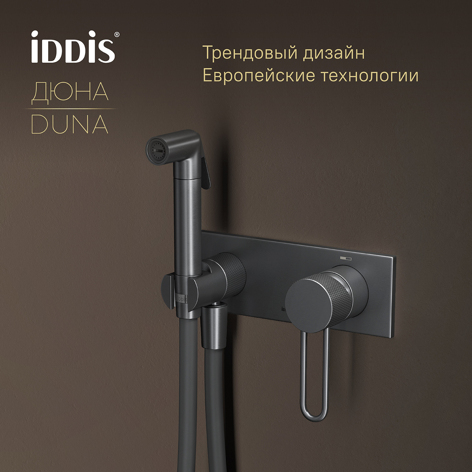 Купить Смеситель с гигиенической лейкой IDDIS Дюна встраиваемый графит матовый DUNGMV0i08