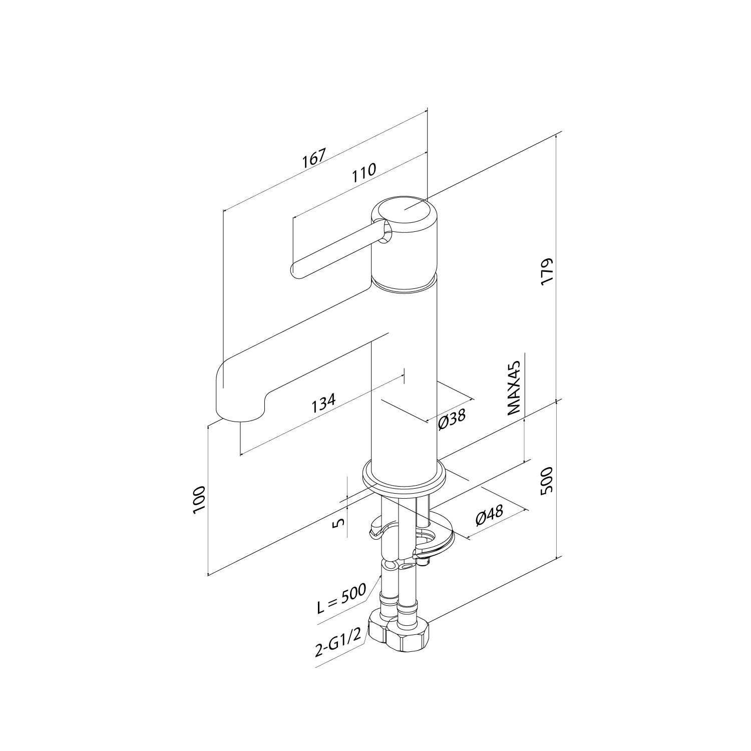 Купить Cмеситель для раковины IDDIS Aiger черный глянцевый AIGGB00i01