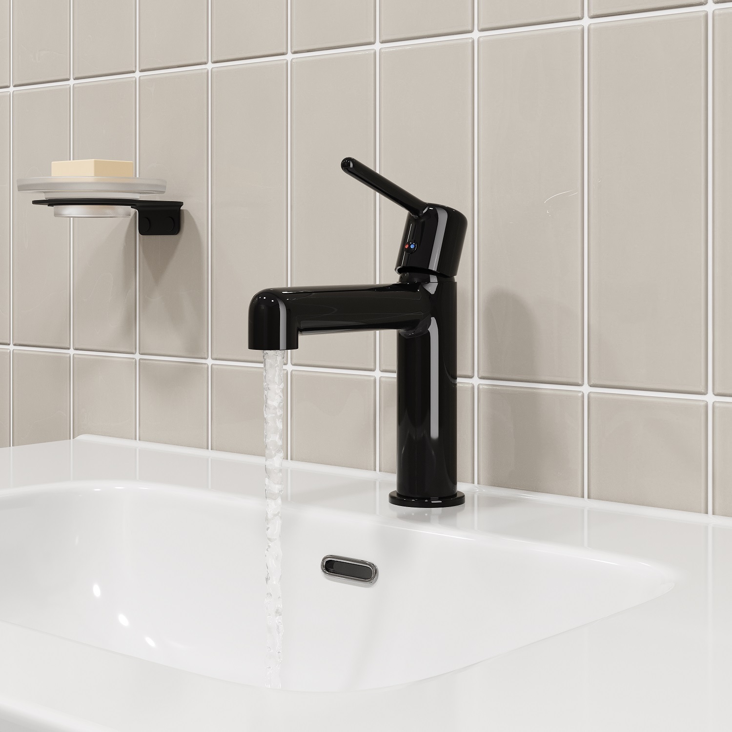 Купить Cмеситель для раковины IDDIS Aiger черный глянцевый AIGGB00i01