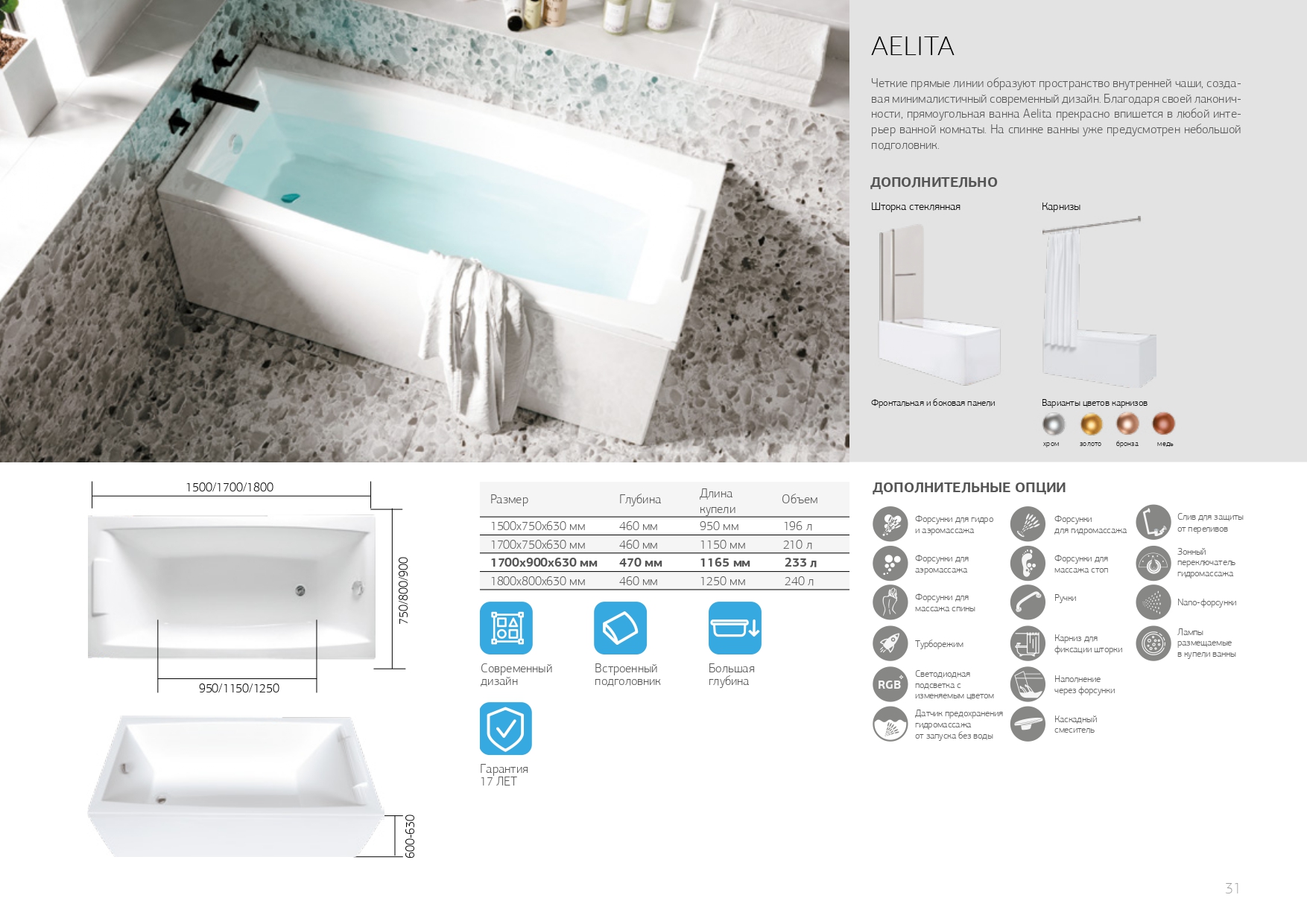 Ванна Marka One AELITA 180x80