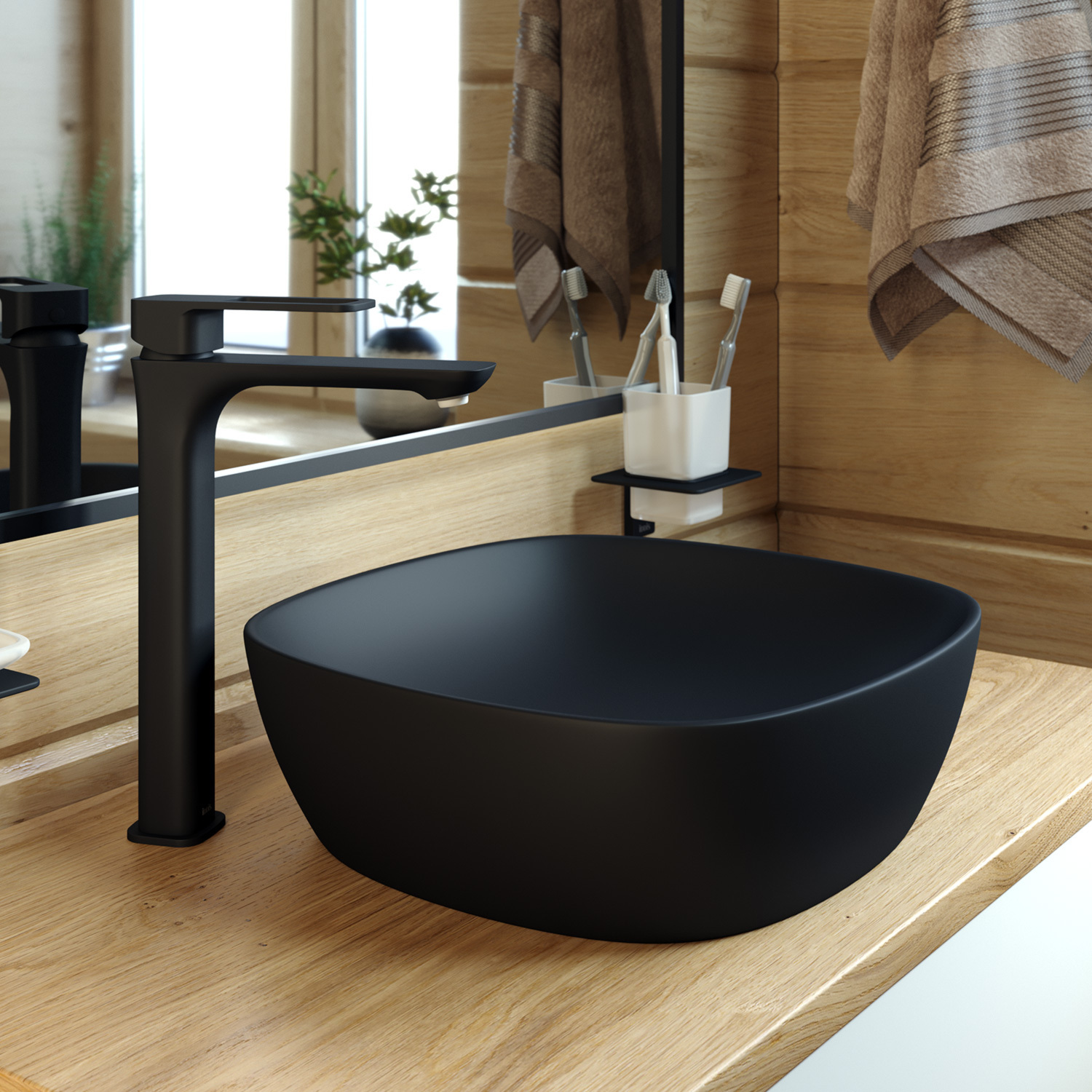 Купить Смеситель для раковины IDDIS Slide высокий черный SLIBL01i01