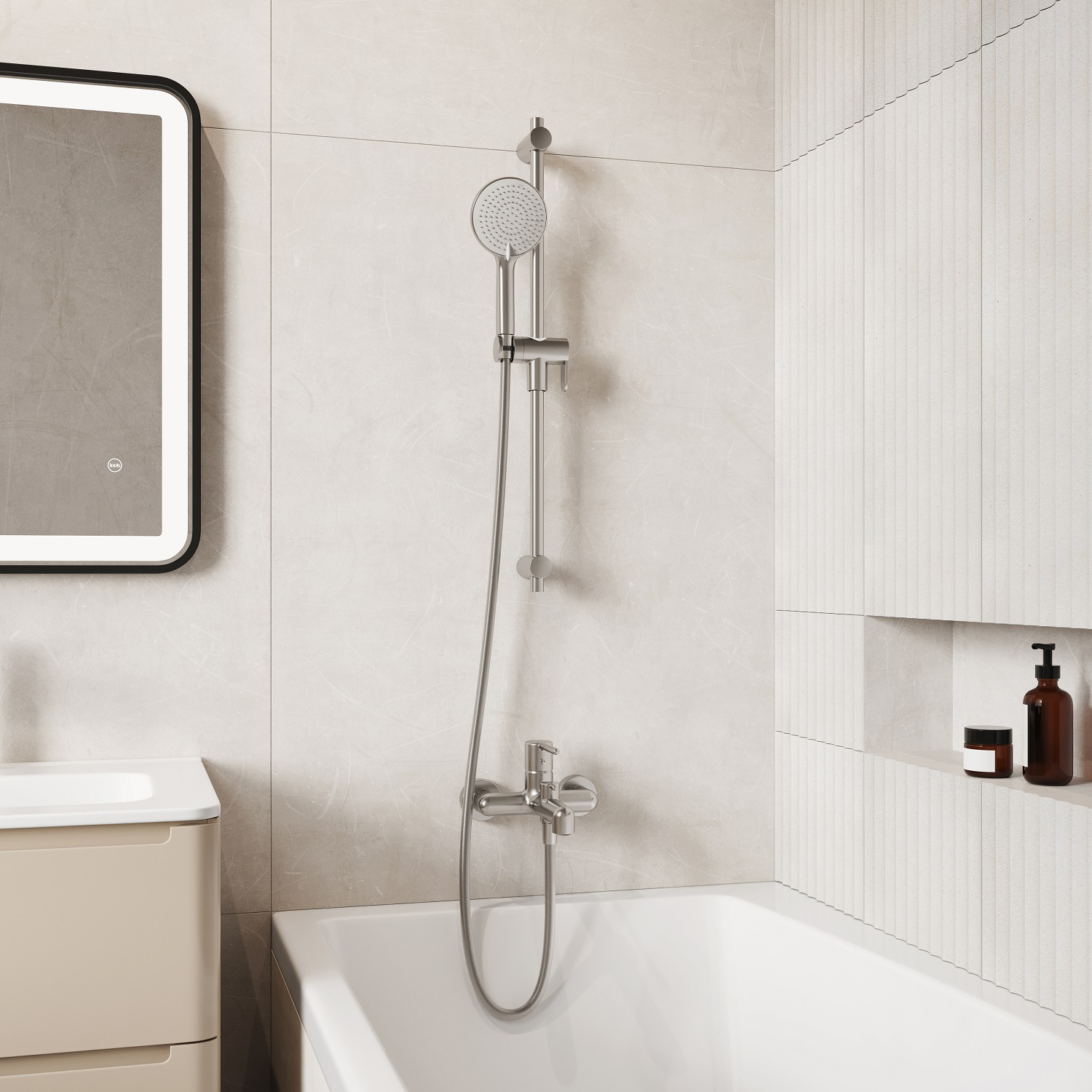 Купить Cмеситель для ванны IDDIS Aiger, хром матовый, AIGBC00i02WA