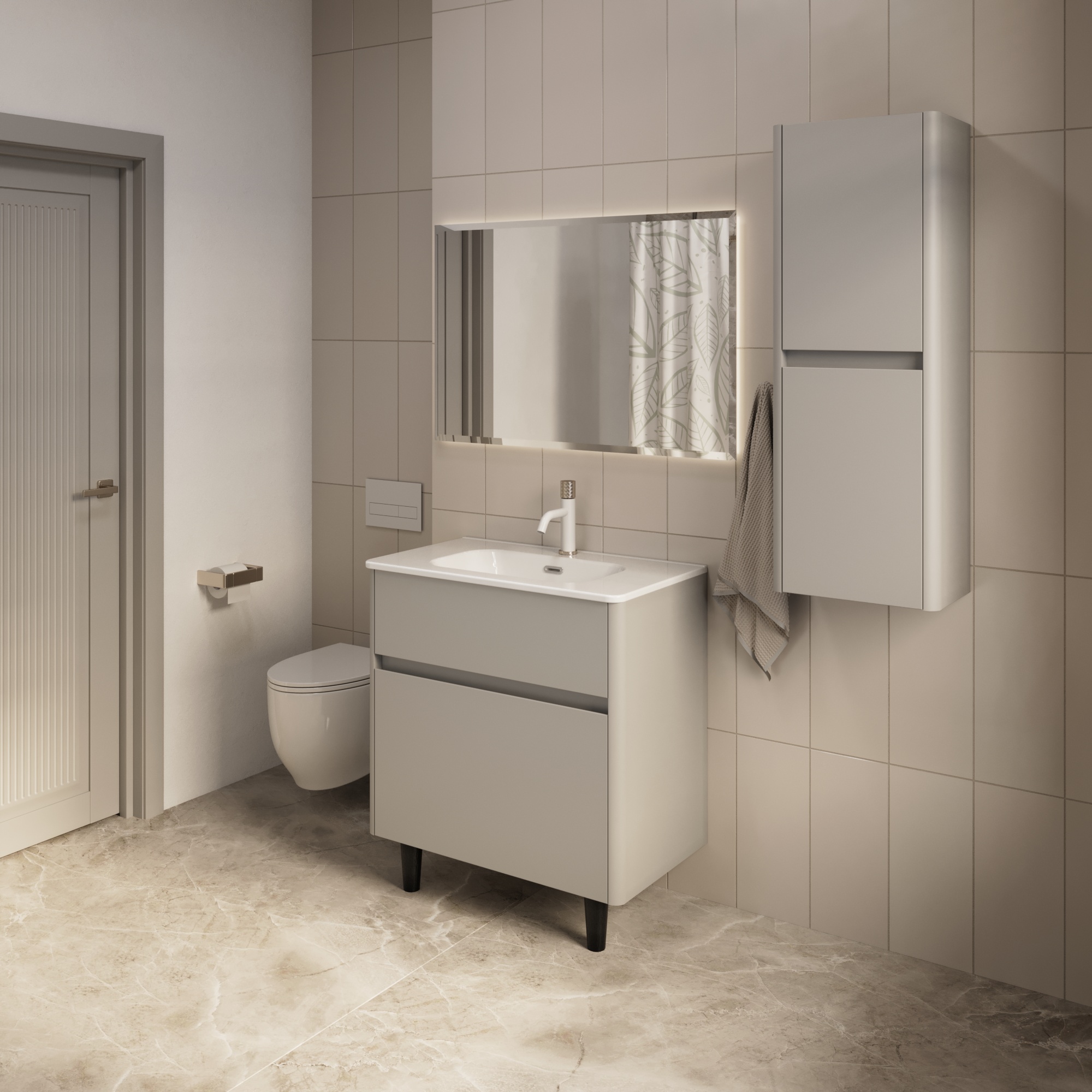 Купить Тумба под раковину Melody 80Н (800х870х453) 2я агатовый серый