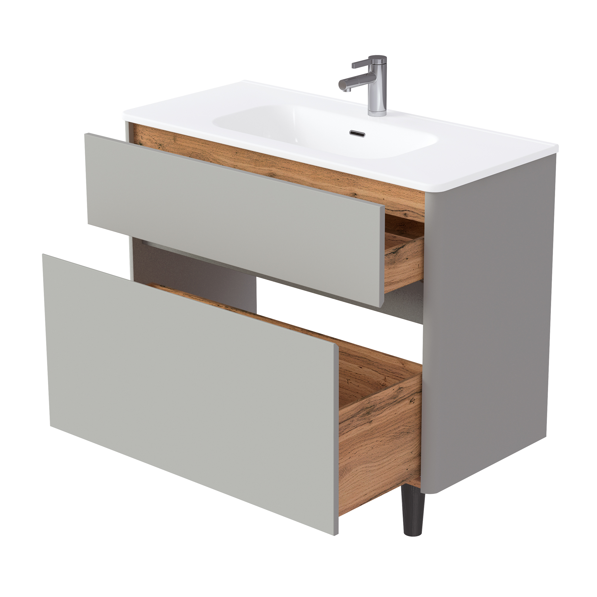 Купить Тумба под раковину Melody 100Н (1000х870х453) 2я агатовый серый