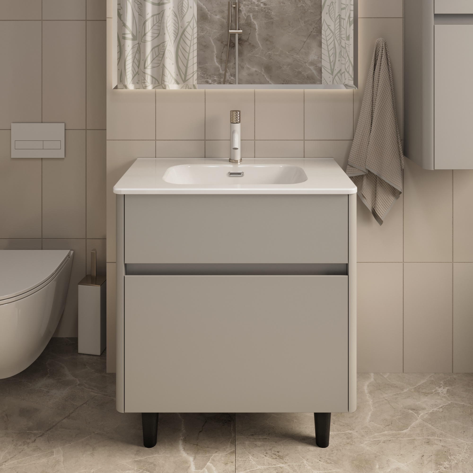 Купить Тумба под раковину Melody 80Н (800х870х453) 2я агатовый серый