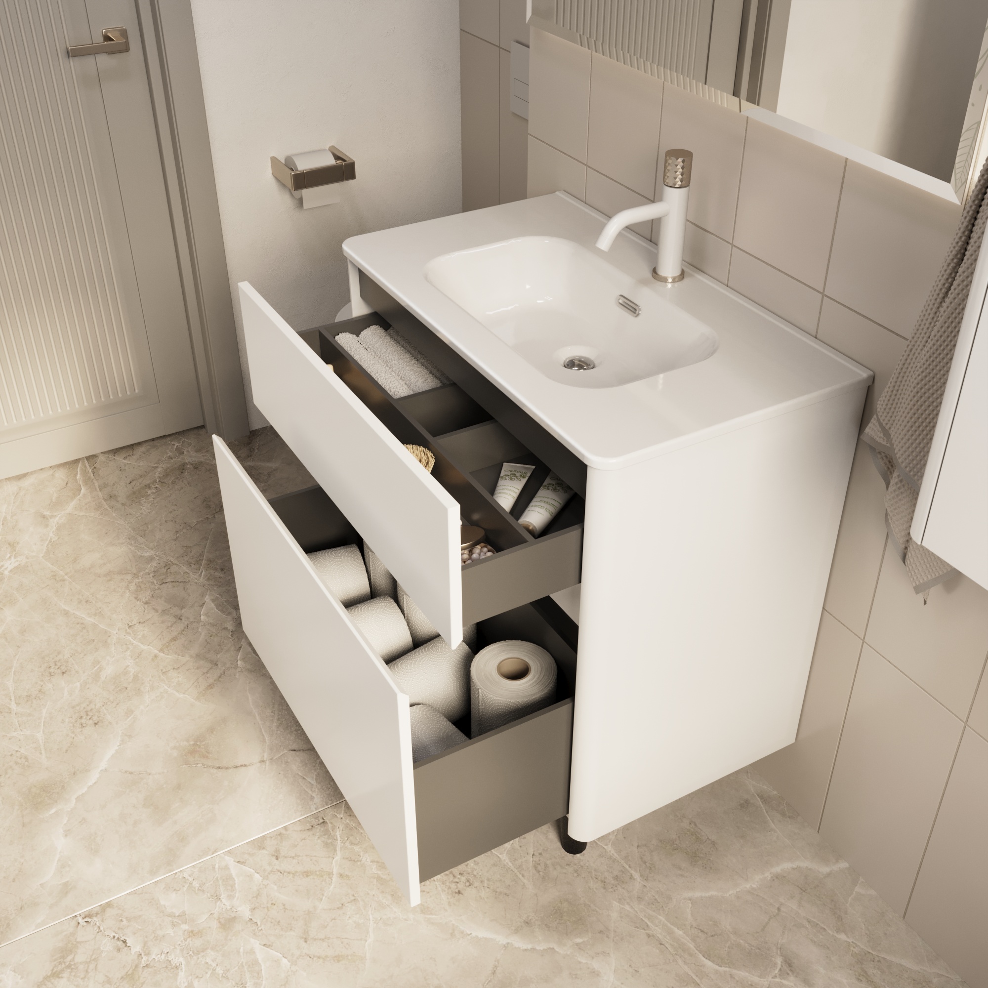 Купить Тумба под раковину Melody 80Н (800х870х453) 2я белый