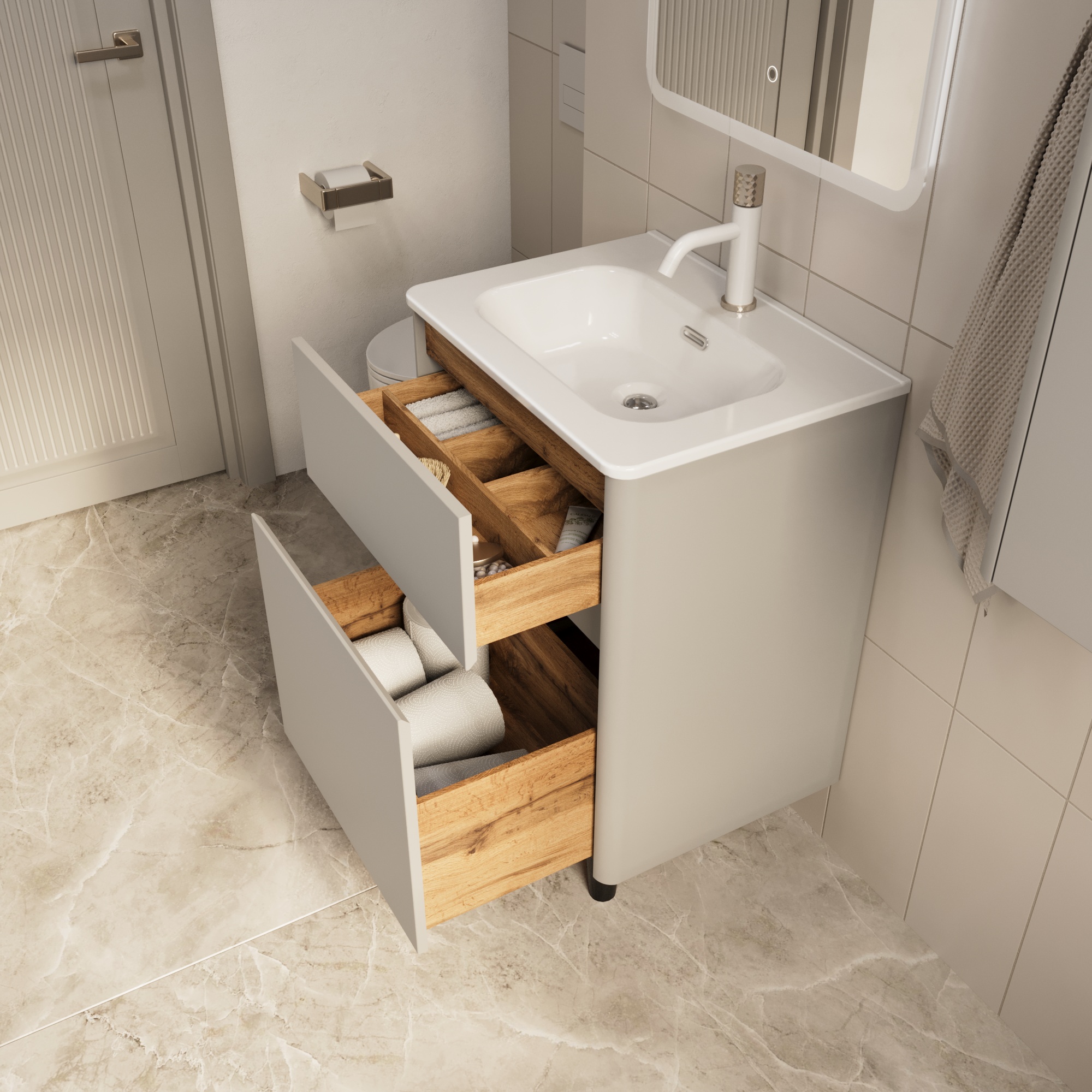 Купить Тумба под раковину Melody 70Н (700х870х453) 2я агатовый серый