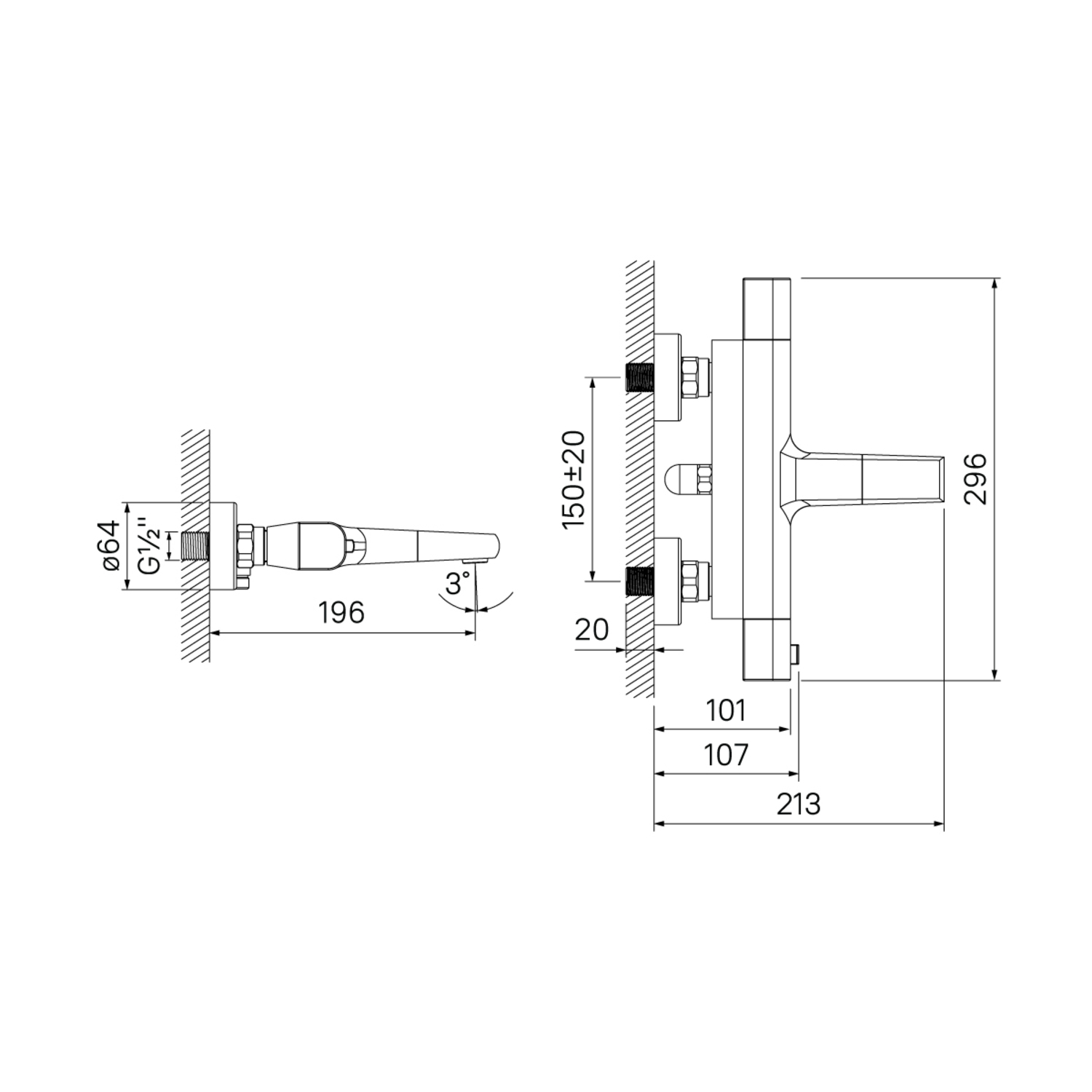 Купить Смеситель для ванны IDDIS Uniterm термостат UNISB02i74WA (без душ. аксессуаров)